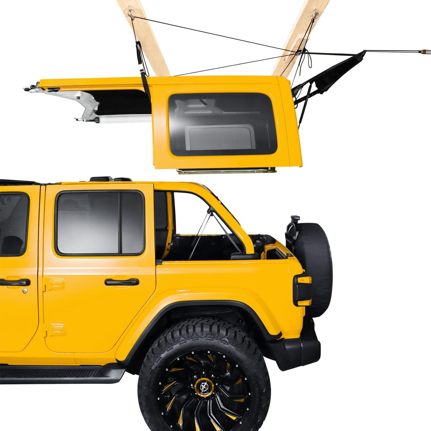 Hard Top Removal Lift For Jeep Wrangler  Compatible With All Jeep Wrangler Jk Jl Models  Easy One-Person Operation Roof Hardtop Hoist With Anti-Drop System  Supports 8-14 Ft. Ceiling  6 Tknobs