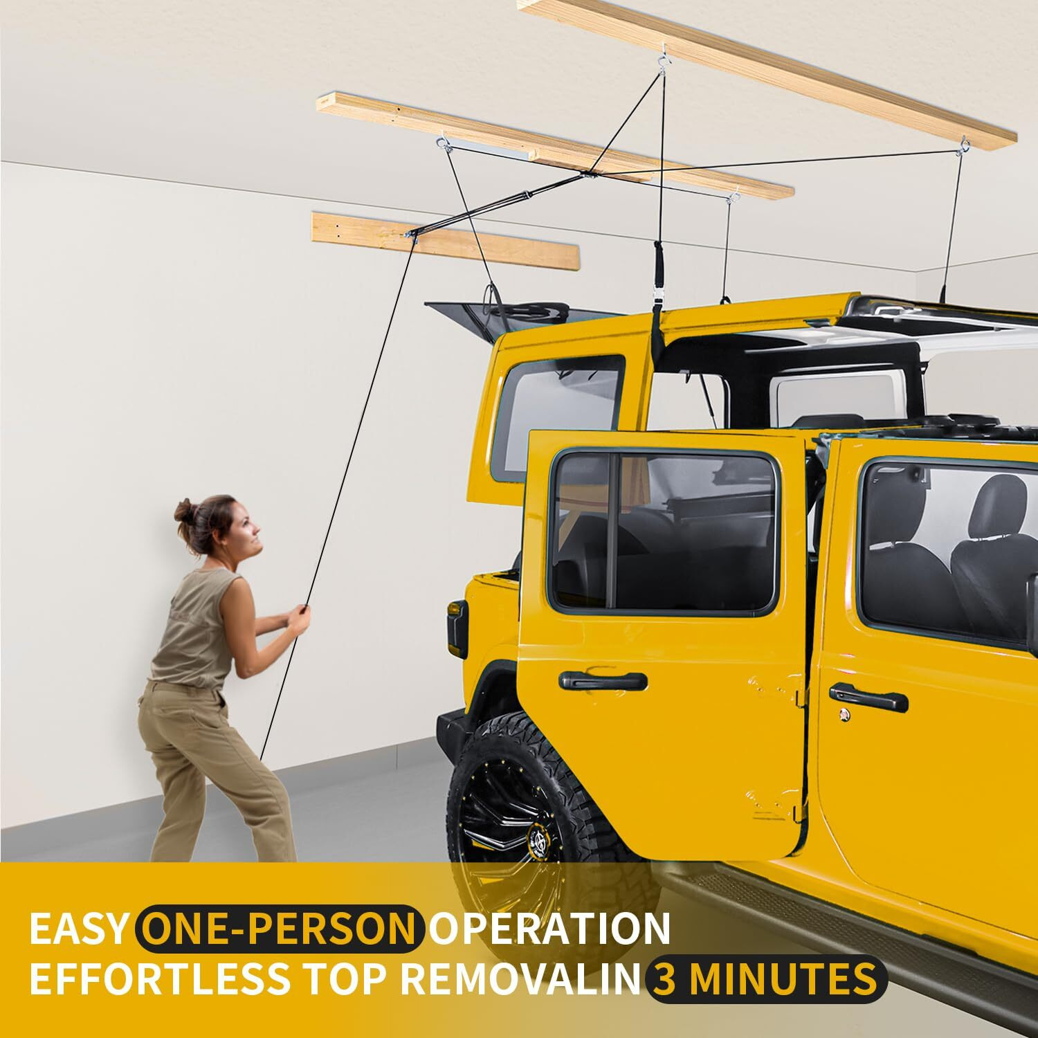 Hard Top Removal Lift For Jeep Wrangler  Compatible With All Jeep Wrangler Jk Jl Models  Easy One-Person Operation Roof Hardtop Hoist With Anti-Drop System  Supports 8-14 Ft. Ceiling  6 Tknobs