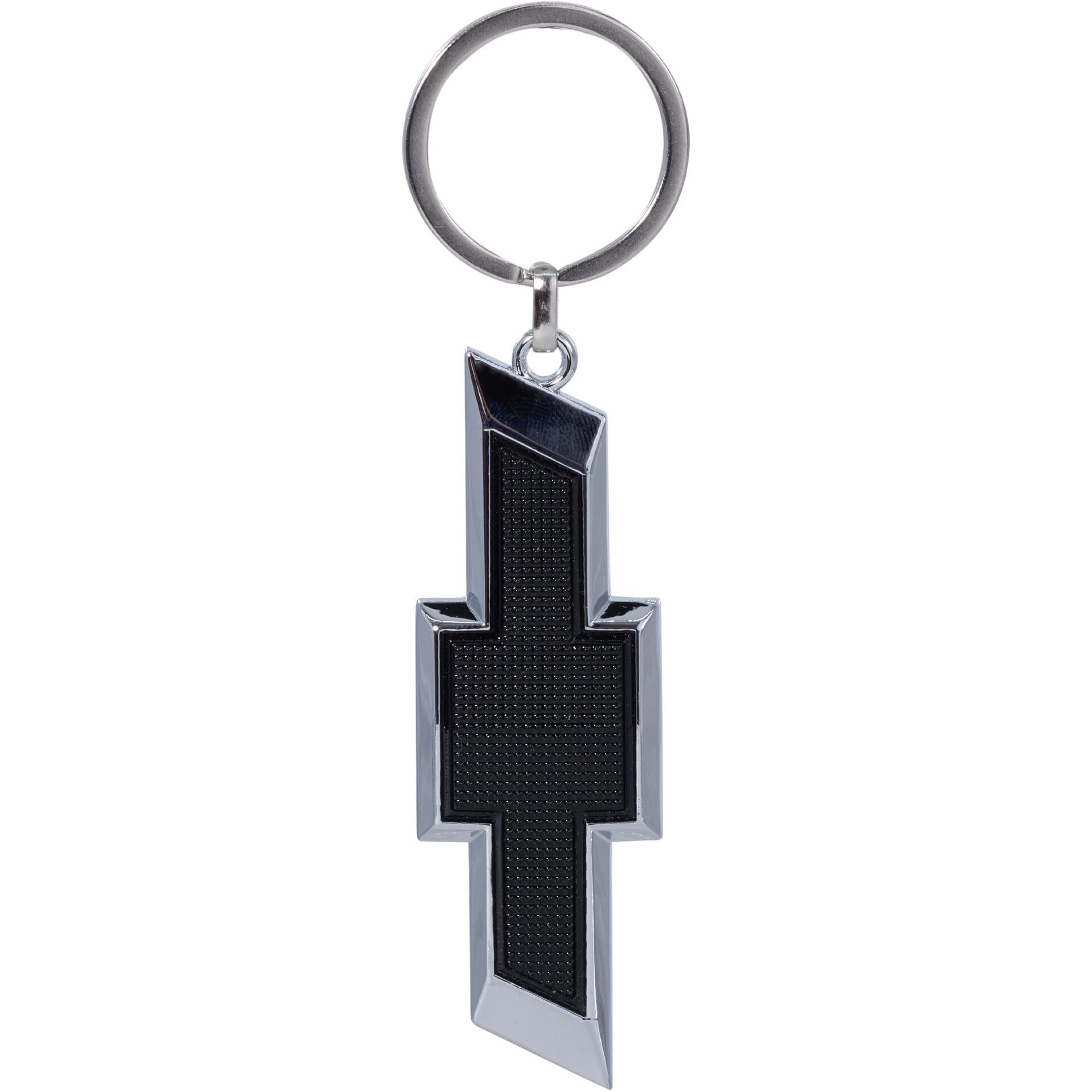 Plasticolor 004577R01 Chevrolet Textured Black And Chrome Bowtie Enamel Key Chain