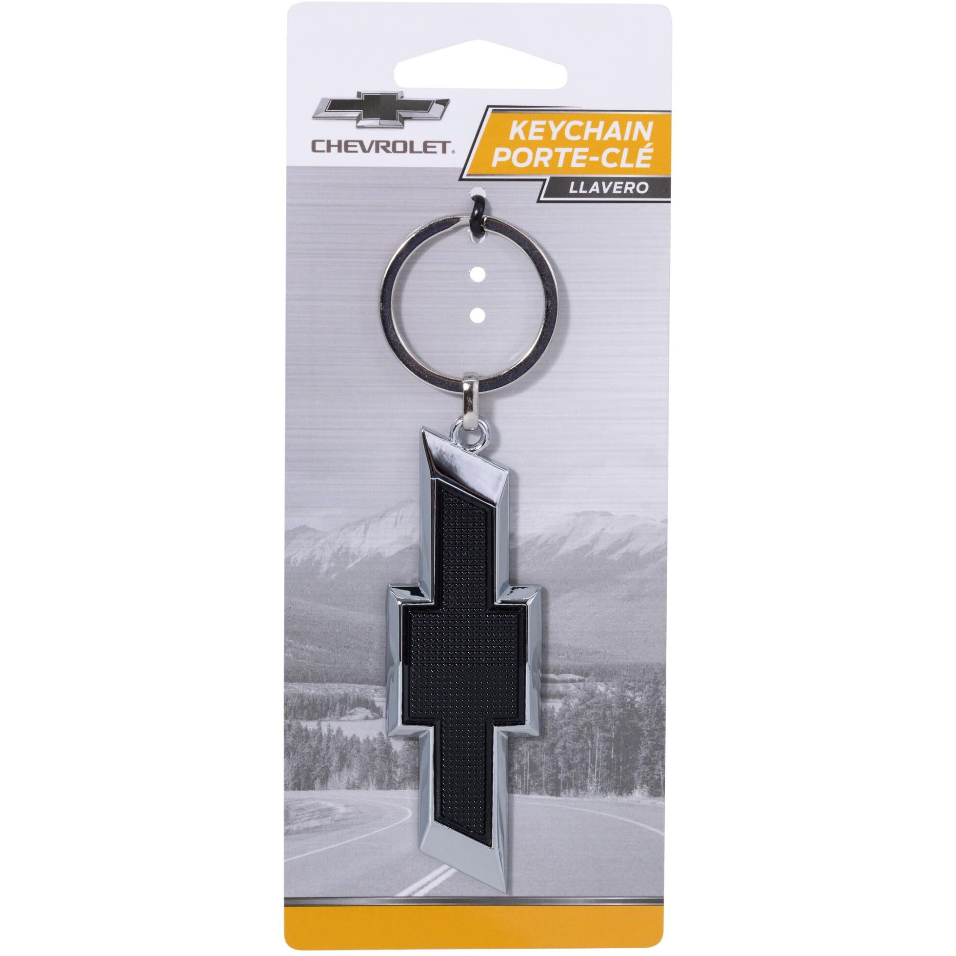 Plasticolor 004577R01 Chevrolet Textured Black And Chrome Bowtie Enamel Key Chain