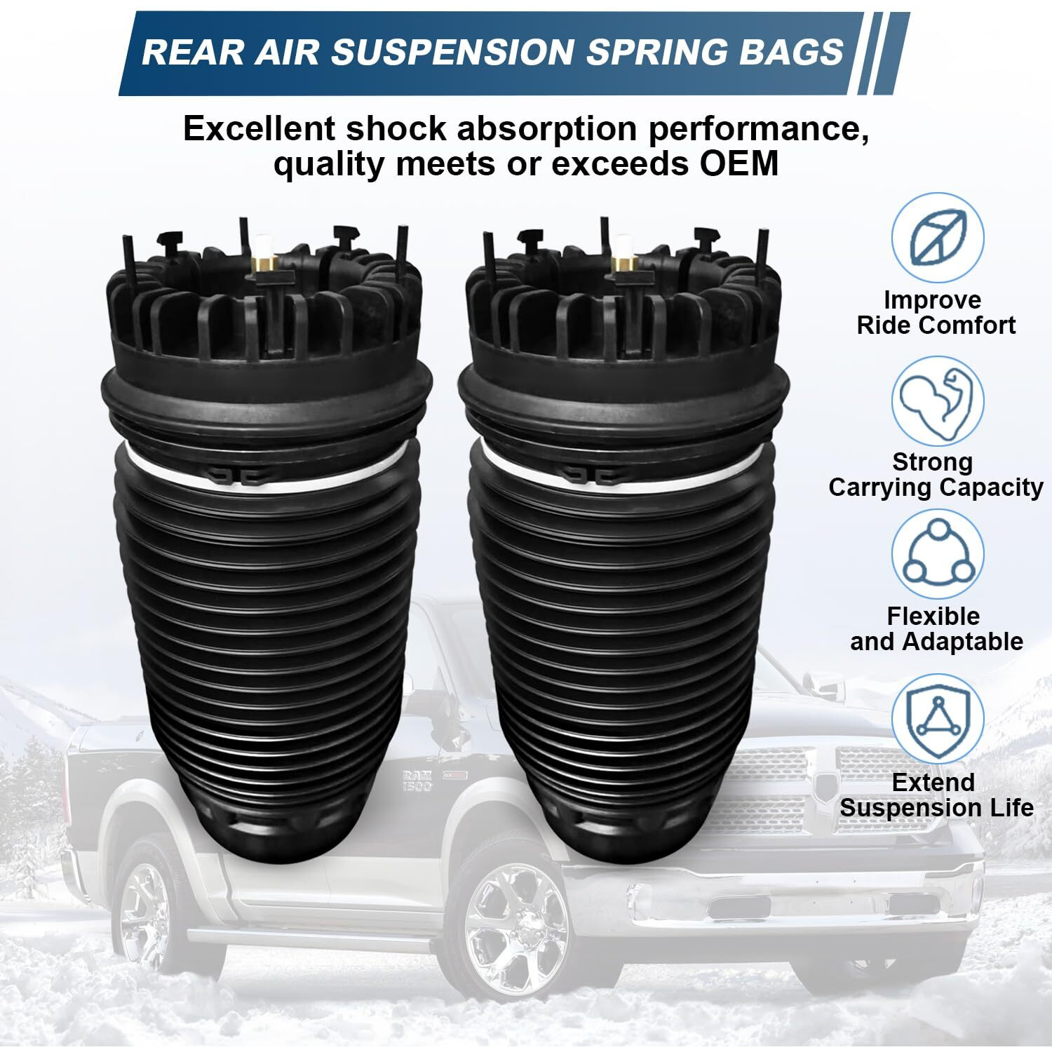 Rear Air Suspension Spring Bags For 2013-2018 Dodge Ram 1500 68248948Aa  68069813Aa  4877136Aa  4877136Ab  Air Ride Spring Bags 2Pcs