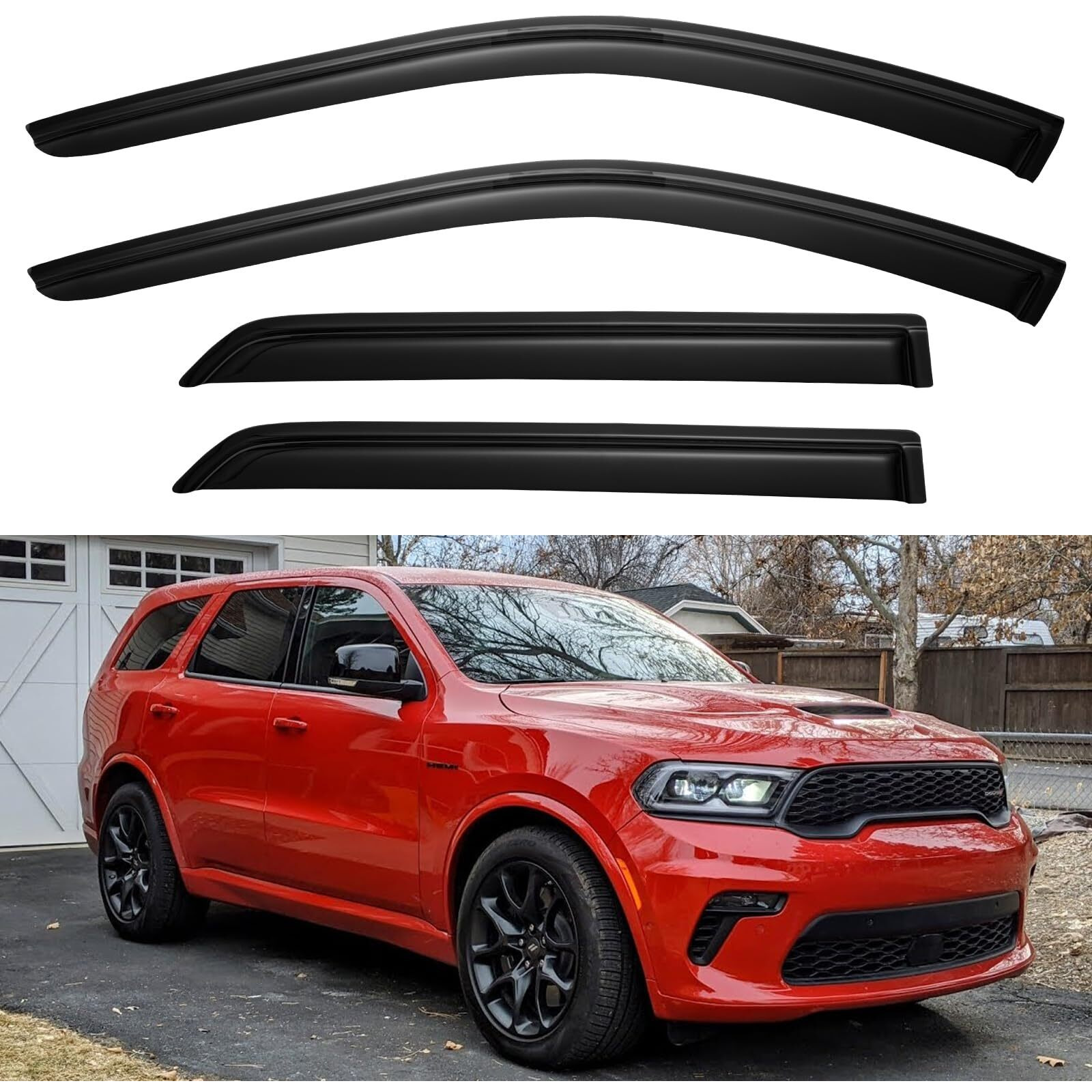 Window Visors Rain Guards For 2011-2024 Dodge Durango  Out-Channel Window Vent Wind Deflectors Visors Shades For 11-24 Durango