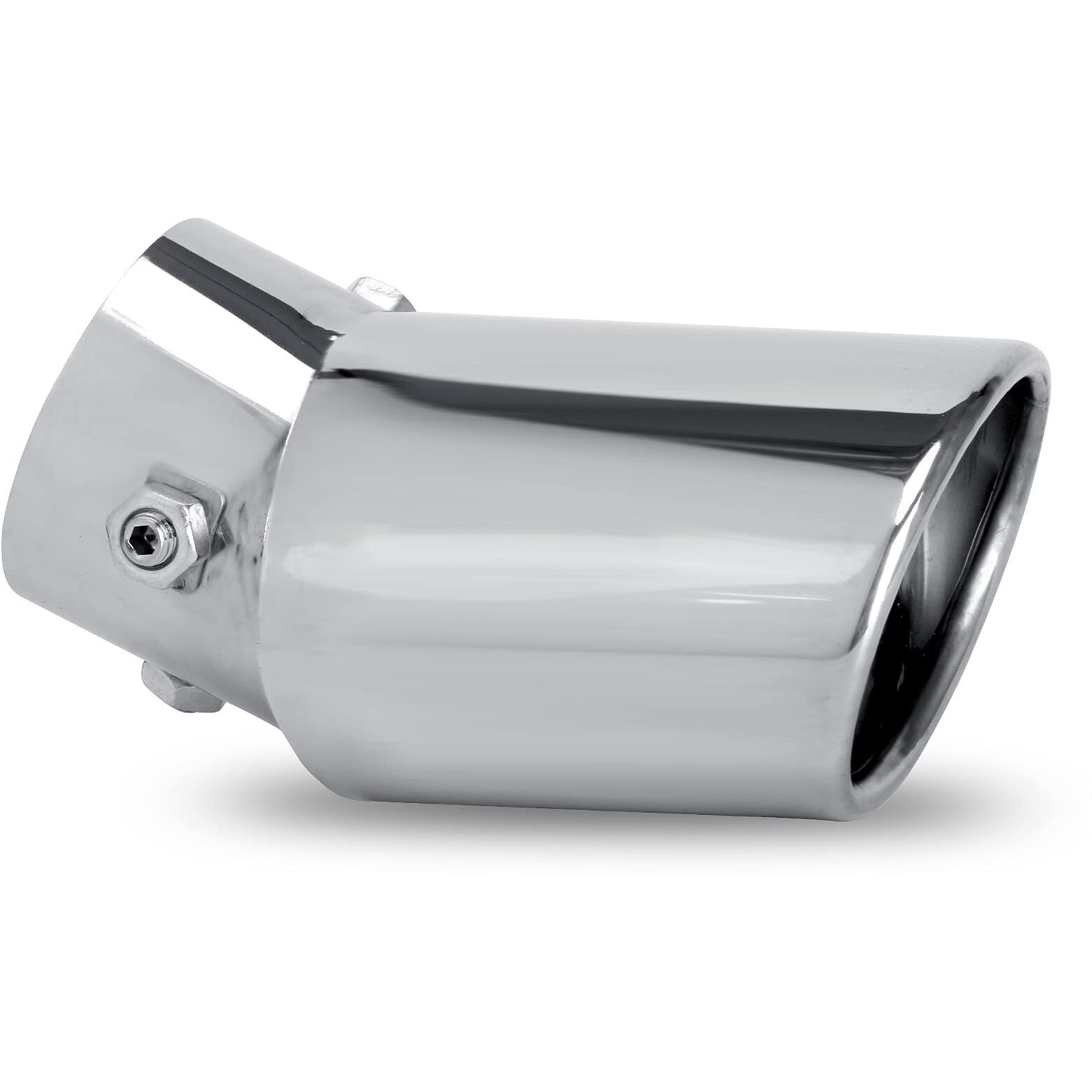 Dsycar Universal 1.5-2.25 Inch Adjustable Inlet Exhaust Tips  Bolt-On Design Chrome Plated Stainless Steel Exhaust Tailpipe Tips (Silver Curved)