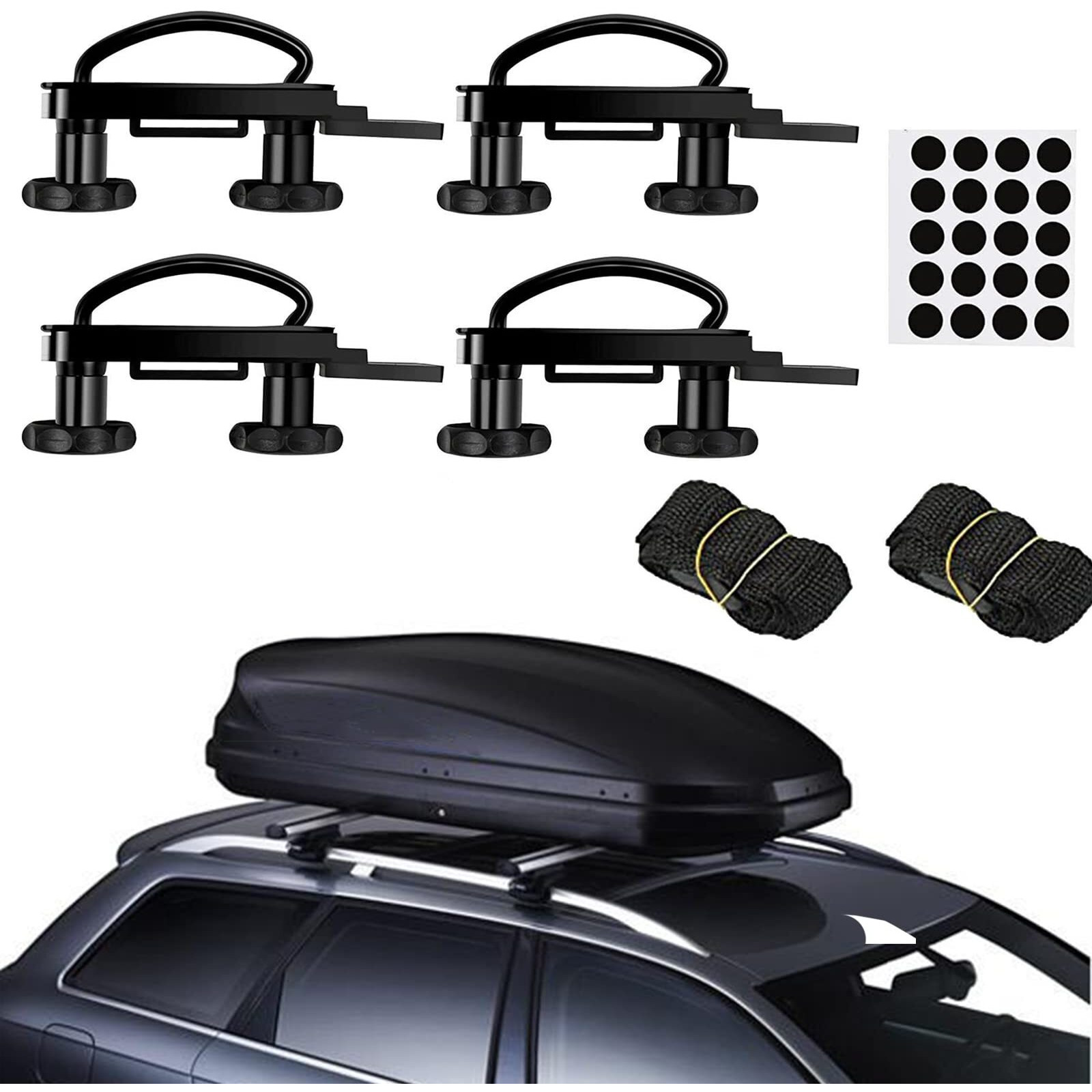 Atnvidsg Roof Box U-Bolt Clamps/Roof Rack Clamps Car Truck Universal Stainless Steel U Brackets Installation Accessory 85Mm Inside Width  With 8 Lock Nuts  2 Straps Cargo Box Mounting Bracket (4Pcs)