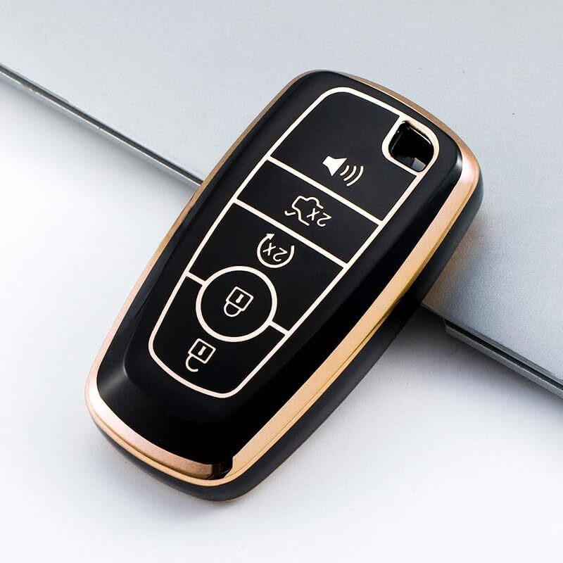 Ollen Key Fob Cover With Bling Ring  Fit For Ford Fusion Escape Expedition Explorer Edge Maverick Mustang Ranger F150 F250 F350 F450 F550  Etc  Full Protection Soft Tpu Key Case  Black