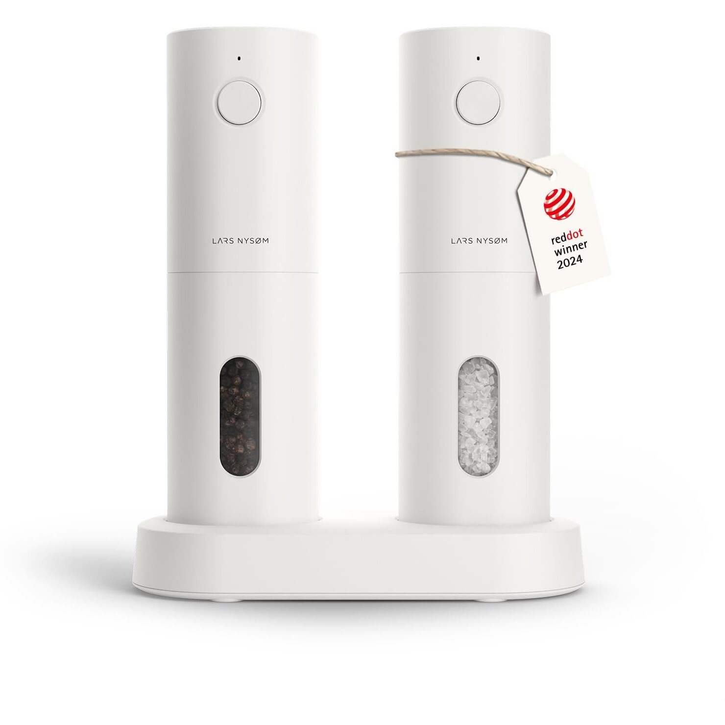 Lars Nysm Electric Salt And Pepper Grinder Set I Automatic Salt And Pepper Mills With Adjustable Ceramic Grinder I Usb Rechargeable Electric Spice Mill Set (Pure White)