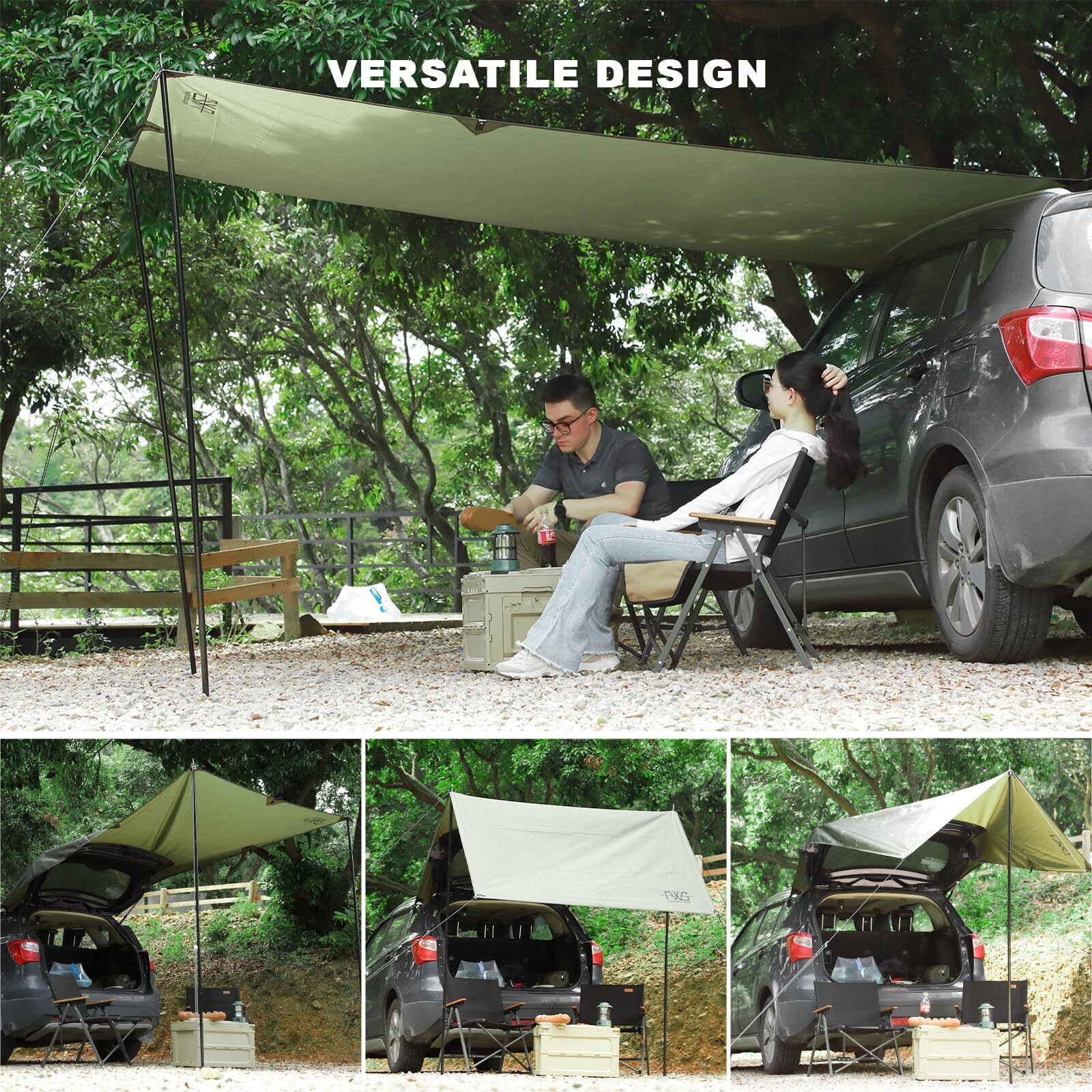 Feiwood Gear Portable Car Awning For Suv  Vehicle Awning For Camping Van Truck  Needn'T Roof Rack Hardwares Waterproof Uv50+