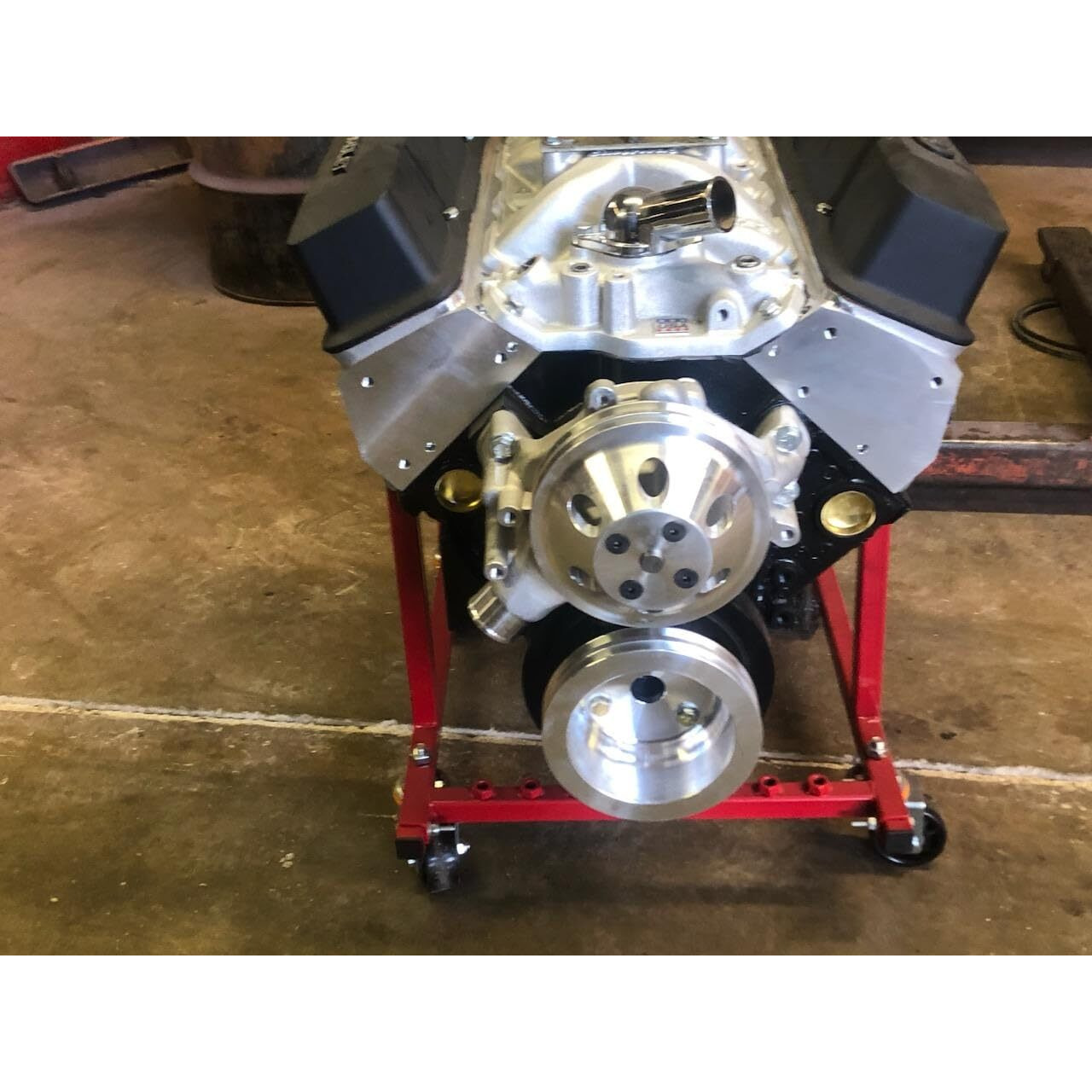 National Standard Rolling Engine Cradle Stand With Wheels  Fits Chevy V8 Small Block And Big Block  Steel Construction  Built In Hardware Storage  Easy Assembly