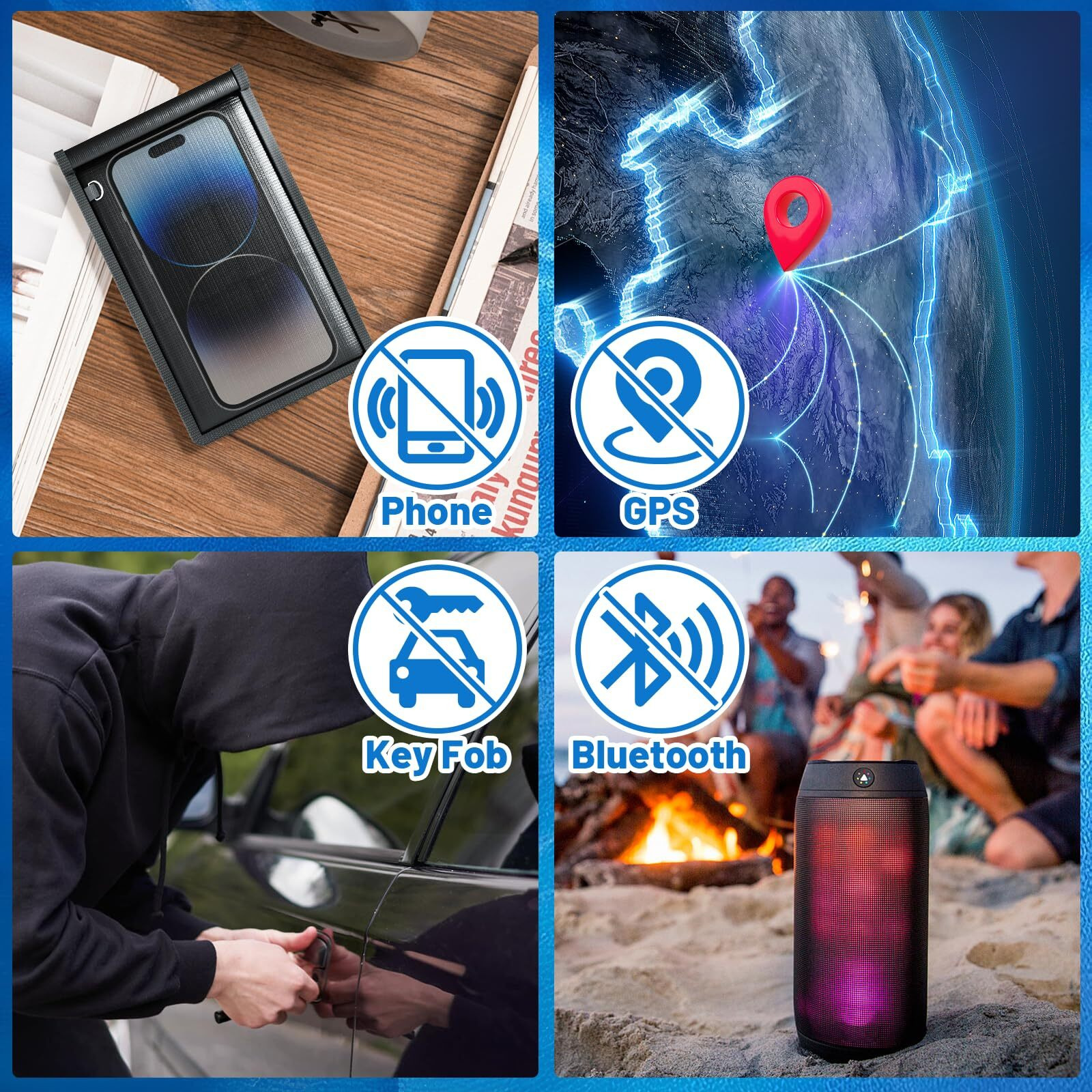 Ifenrol Faraday Bags Emp Proof - 4 Pack Faraday Pouch Anti-Tracking Key Fob Protector  Faraday Cage For Phones & Laptops & Tablets & Car Keys For Fireproof & Waterproof