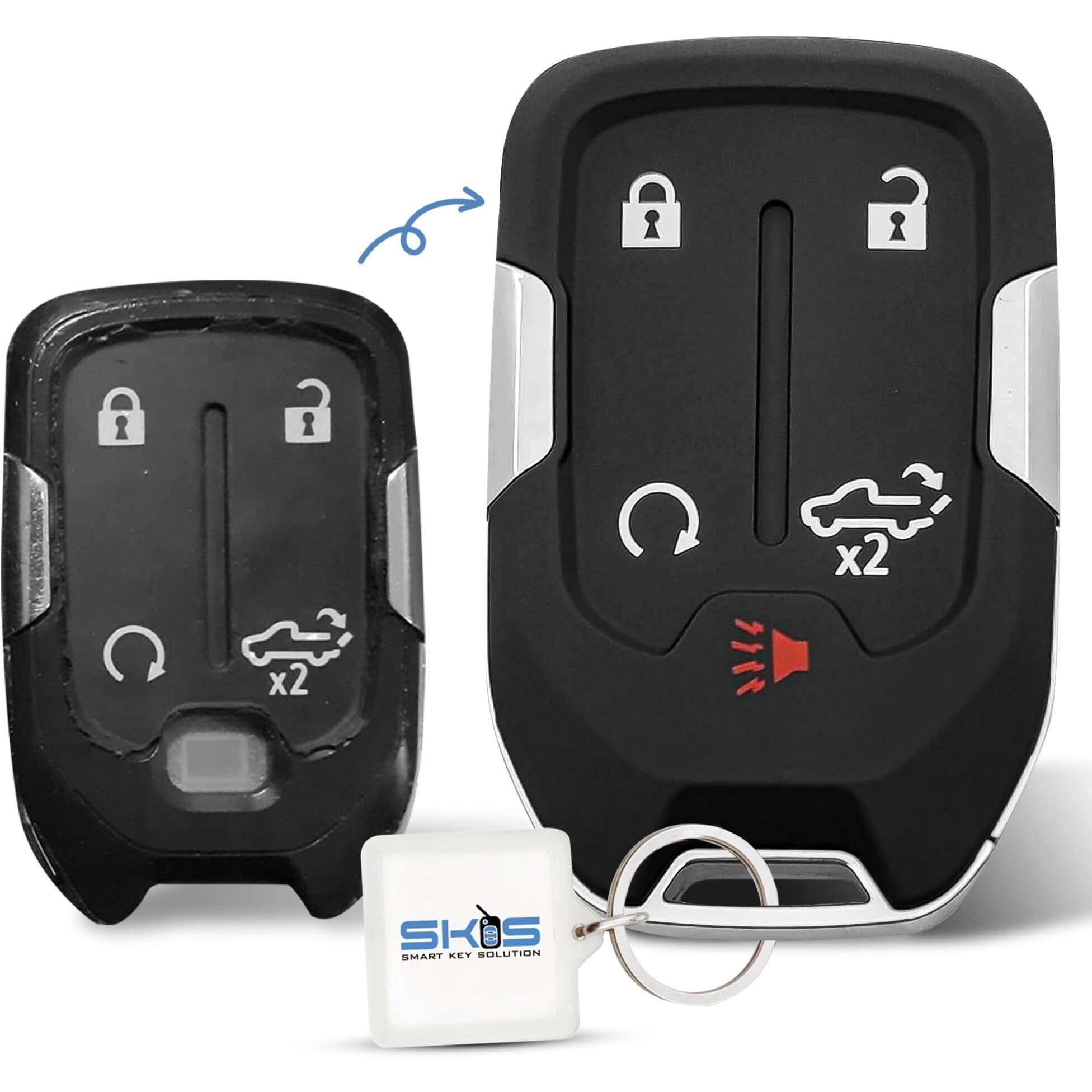 Key Fob Shell  Replacement Smart Remote Key Case Cover 5 Buttons For 2019-2024 Gmc Sierra Chevy Silverado Hyq1Ea Hyq1Es