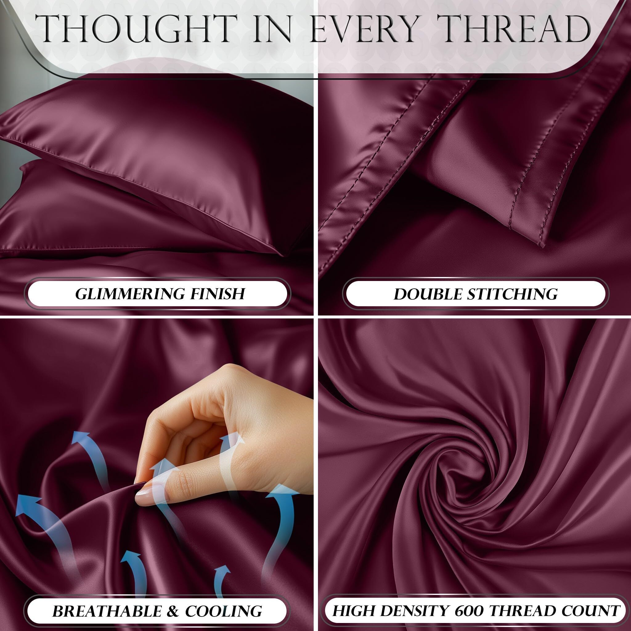 Decolure Satin Bed Sheets - 3 Piece Luxury Silky Twin Size Bedding Set - Softer Than Silk  Wrinkle-Free With 15  Deep Pocket Fitted Sheet  Perfect For Hair & Skin  Gifts For Women (Rosewood)