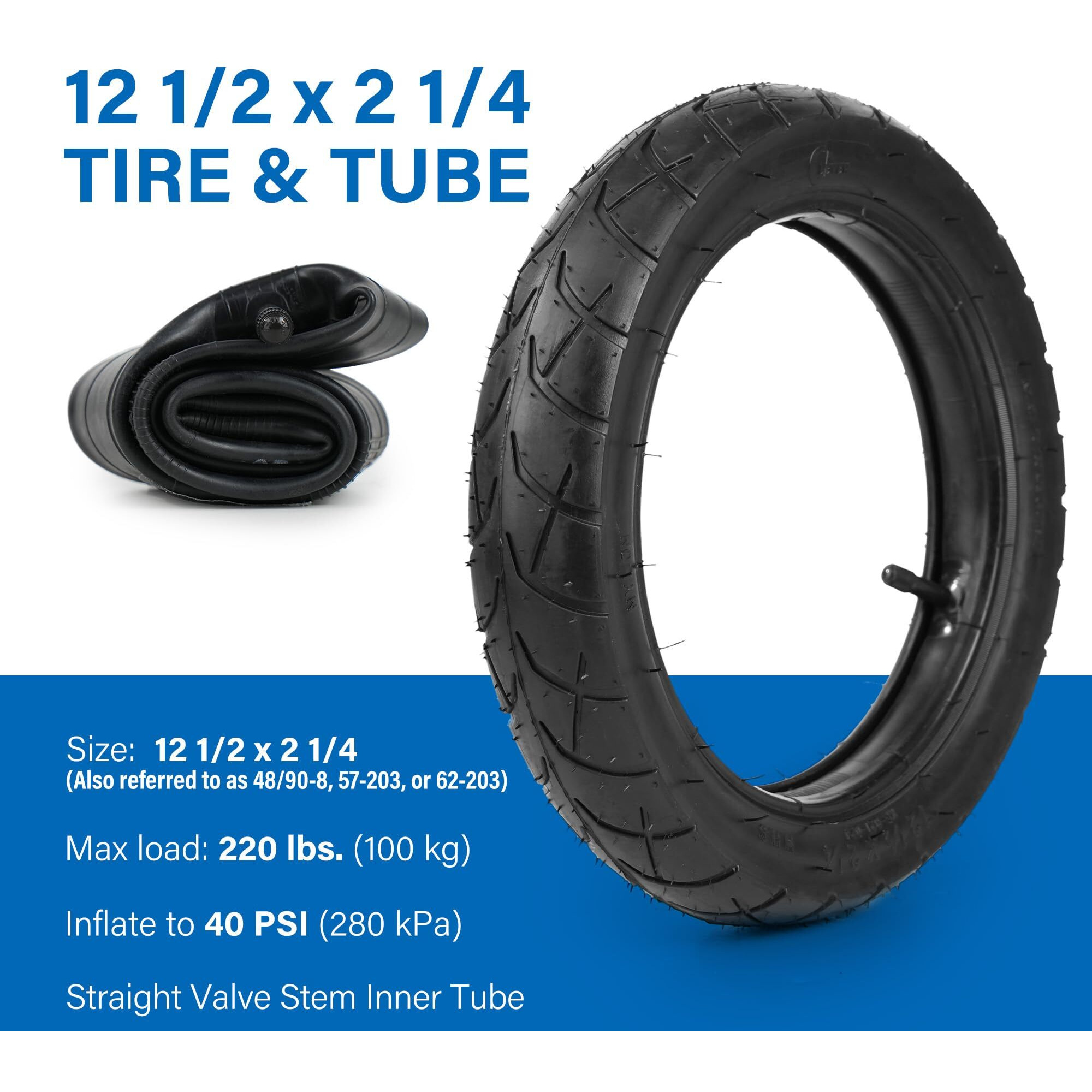 12.5 X 2.25 (12-1/2 X2-1/4) Tire & Inner Tube Set For Razor Pocket Mod (Bella  Betty  Bistro  Daisy  Hannah  Sweet Pea)  Rsf350  Currie  Schwinn  Gt  Izip  Ezip  Mx125 Dirt Rocket Electric Scooters