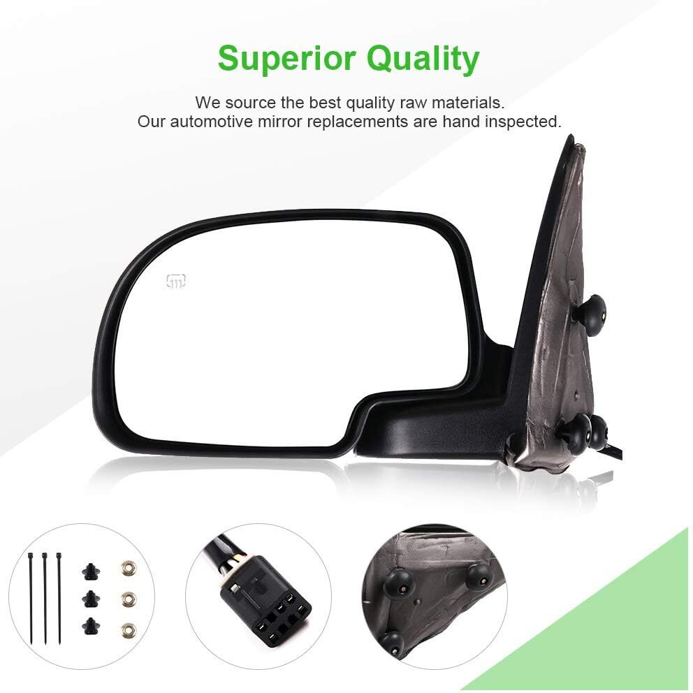 Scitoo Left And Right Side Mirrors Compatible With Chrome 1999-2002 For Gmc Sierra Yukon Yukon Xl For Chevy Silverado Suburban Tahoe Power Adjusted Heated Manual Folding