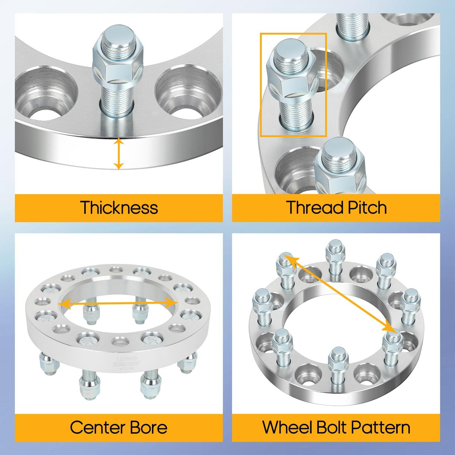 Ocpty 2 Pcs 1"" (25Mm) Wheel Spacers 8 Lug 8X6.5 To 8X6.5 (8X165.1To8X165.1) With 9/16"" Studs Fits For Ram For Dodge For Ford Wheel Spacers