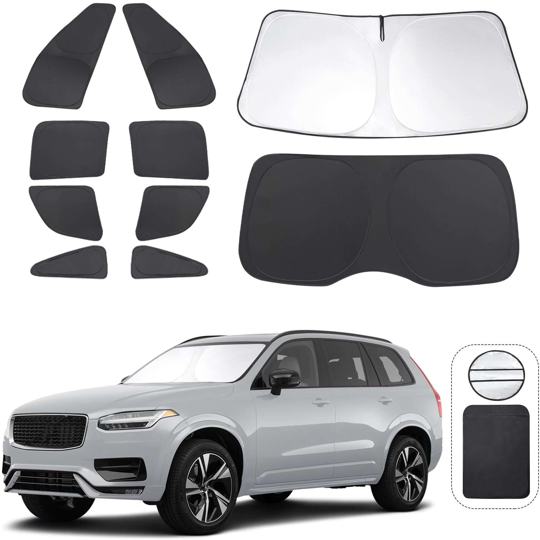 Tinglu Window Shades For Volvo Xc90 2016-2024 2025 Accessories Car Side Full Windows Rear Triangular Windshield Sun Shade Sun Uv Rays & Privacy Protection For Camping Napping And Relaxing 10Pcs