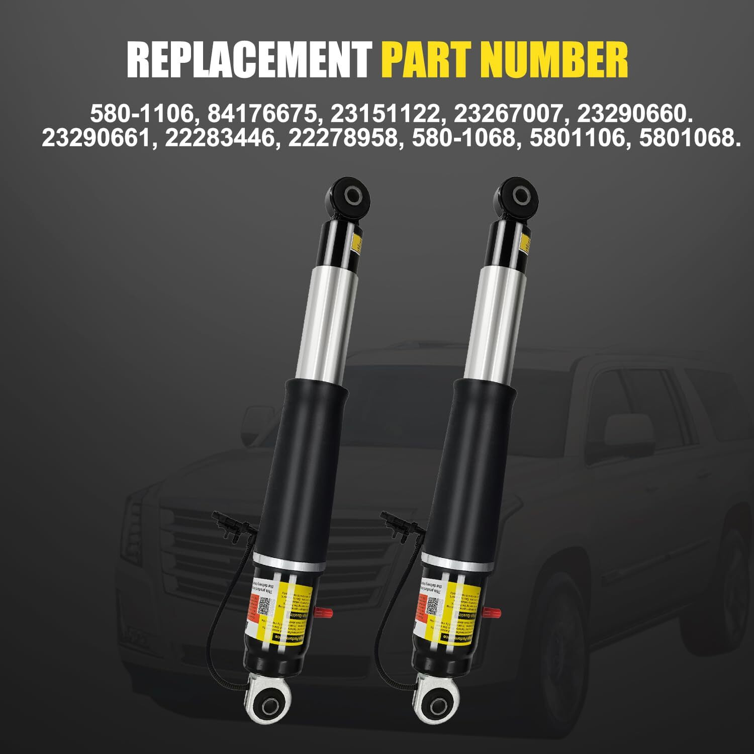 Yutmatin 84176675 580-1106 Rear Air Shock Strut Absorbers Compatible With Cadillac Chevy Suburban Tahoe Gmc Yukon Xl 2015-2020 23151122 23267007 23290661 23290660