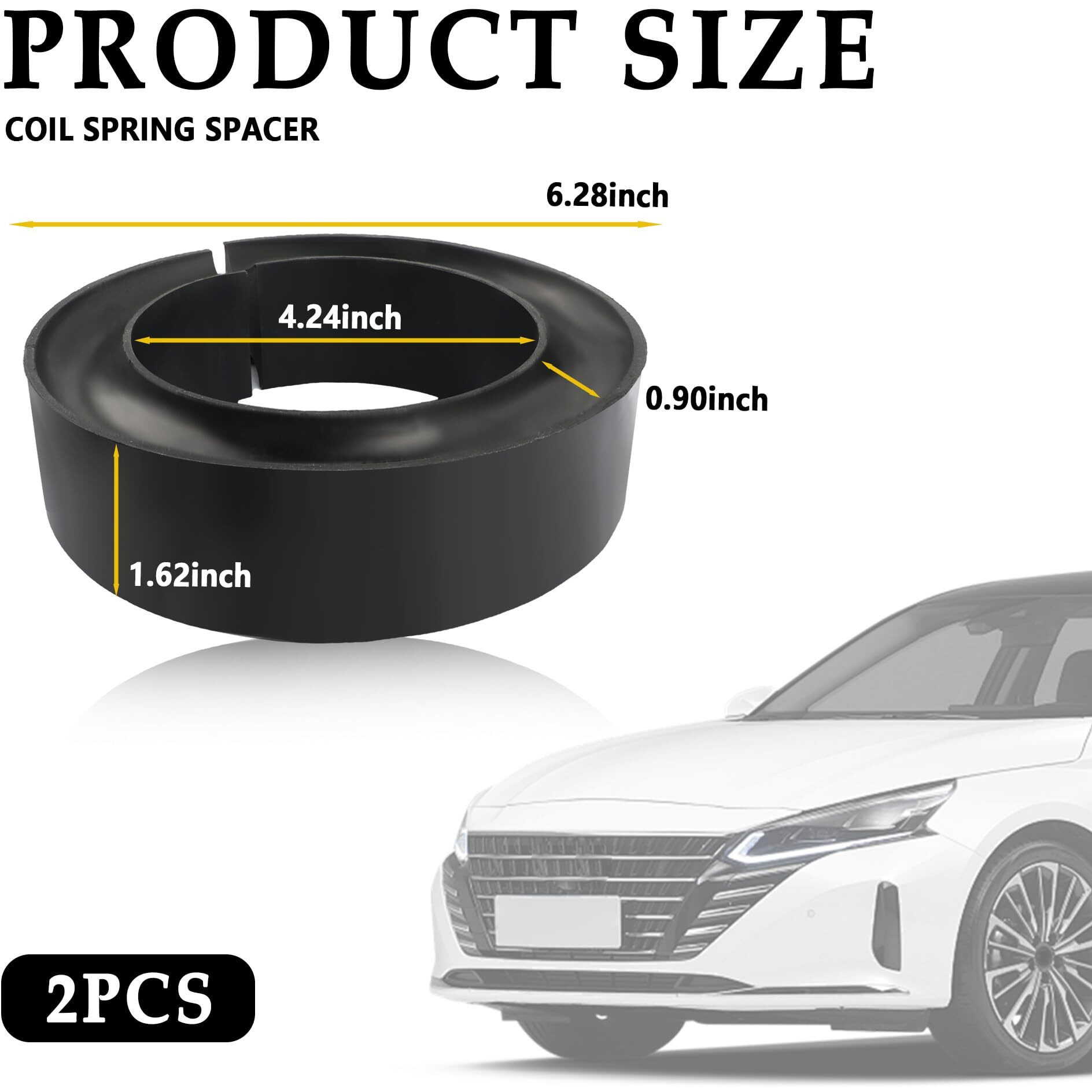 2Pcs Coil Spring Spacer For 5-5.5 Inch Car Enhance Spring Rate Heavy-Duty Coil Spring Booster Of Vibration Damping Thick Rubber Washers Universal Coil Spring Spacers For Car Accessories