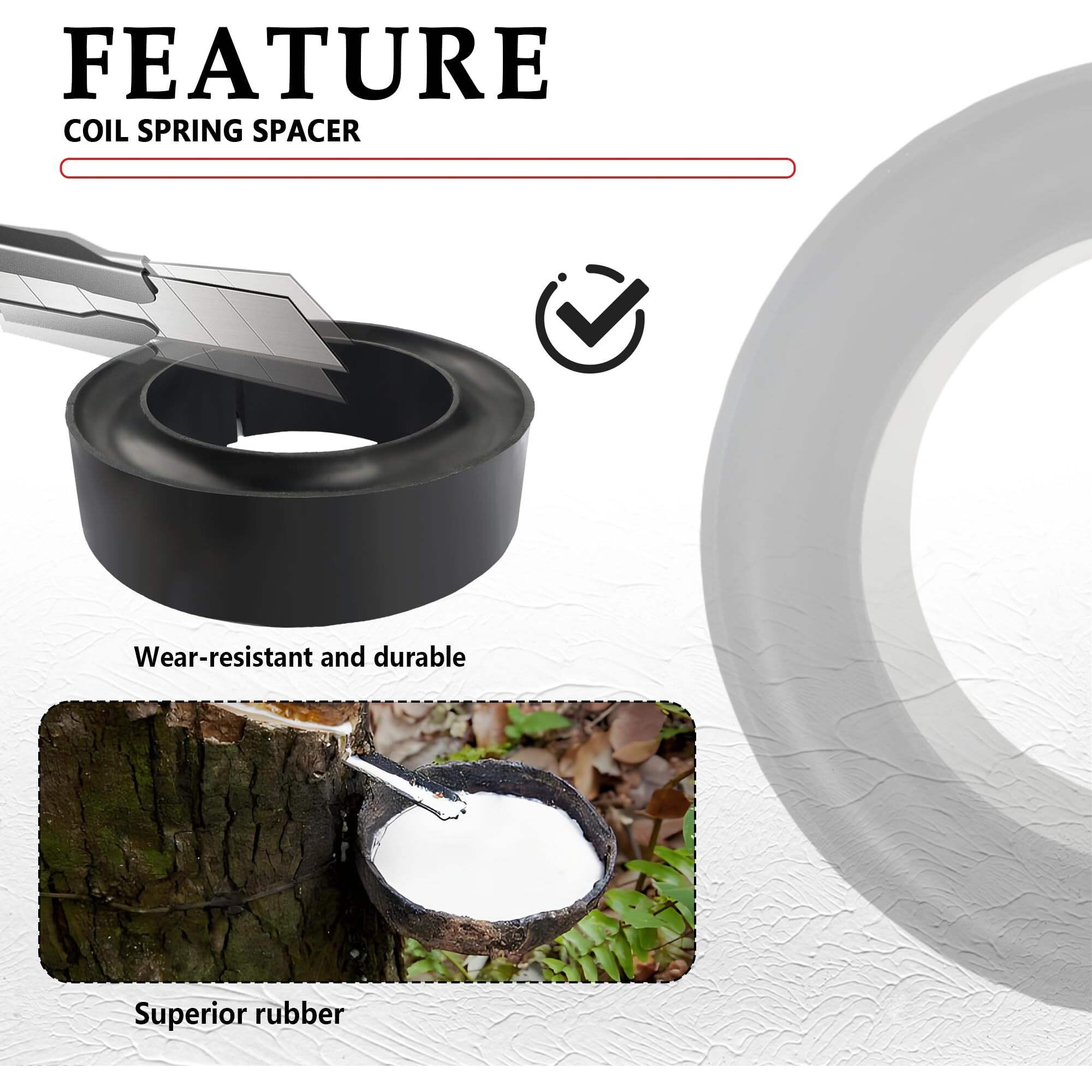 2Pcs Coil Spring Spacer For 5-5.5 Inch Car Enhance Spring Rate Heavy-Duty Coil Spring Booster Of Vibration Damping Thick Rubber Washers Universal Coil Spring Spacers For Car Accessories