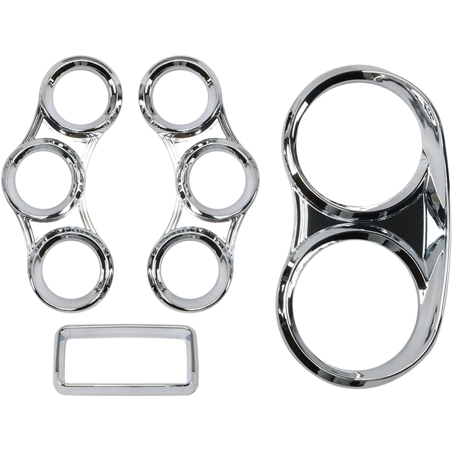 Lostar Peterbilt Center Gauge Cover Kit  Instrument Dash Gauge Covers With Visor Chrome Fits 2006-2020 Peterbilt 379 384 386 387