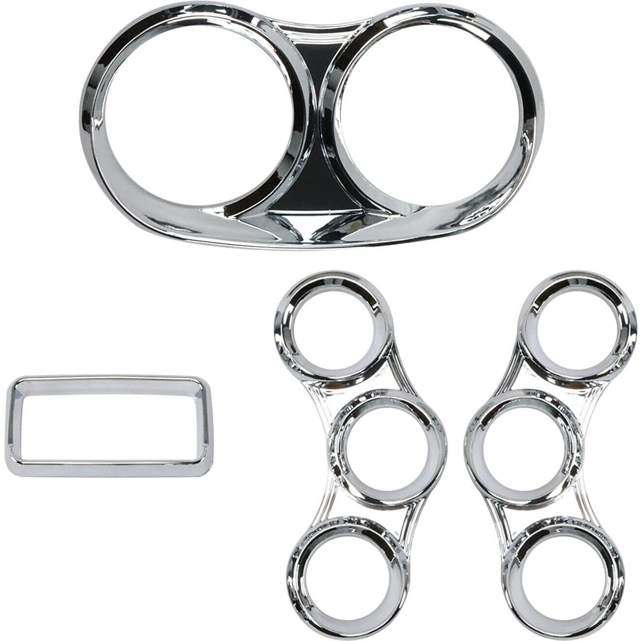 Lostar Peterbilt Center Gauge Cover Kit  Instrument Dash Gauge Covers With Visor Chrome Fits 2006-2020 Peterbilt 379 384 386 387