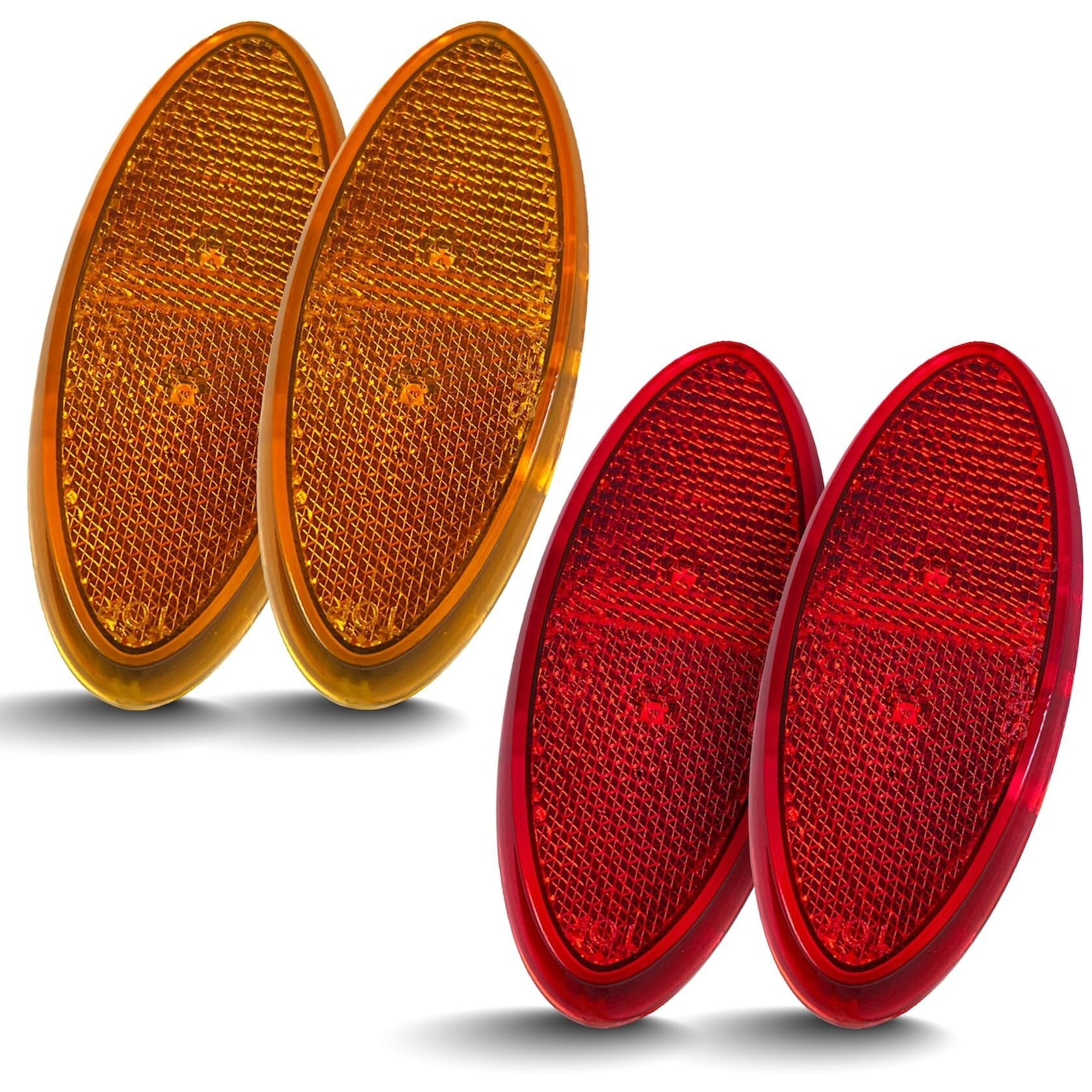 Command Electronics Oem 12V Led Rv & Trailer Oval Clearance Light With Built-In Reflex - Made In Usa - Surface Mount - Amber & Red - 4-Pack