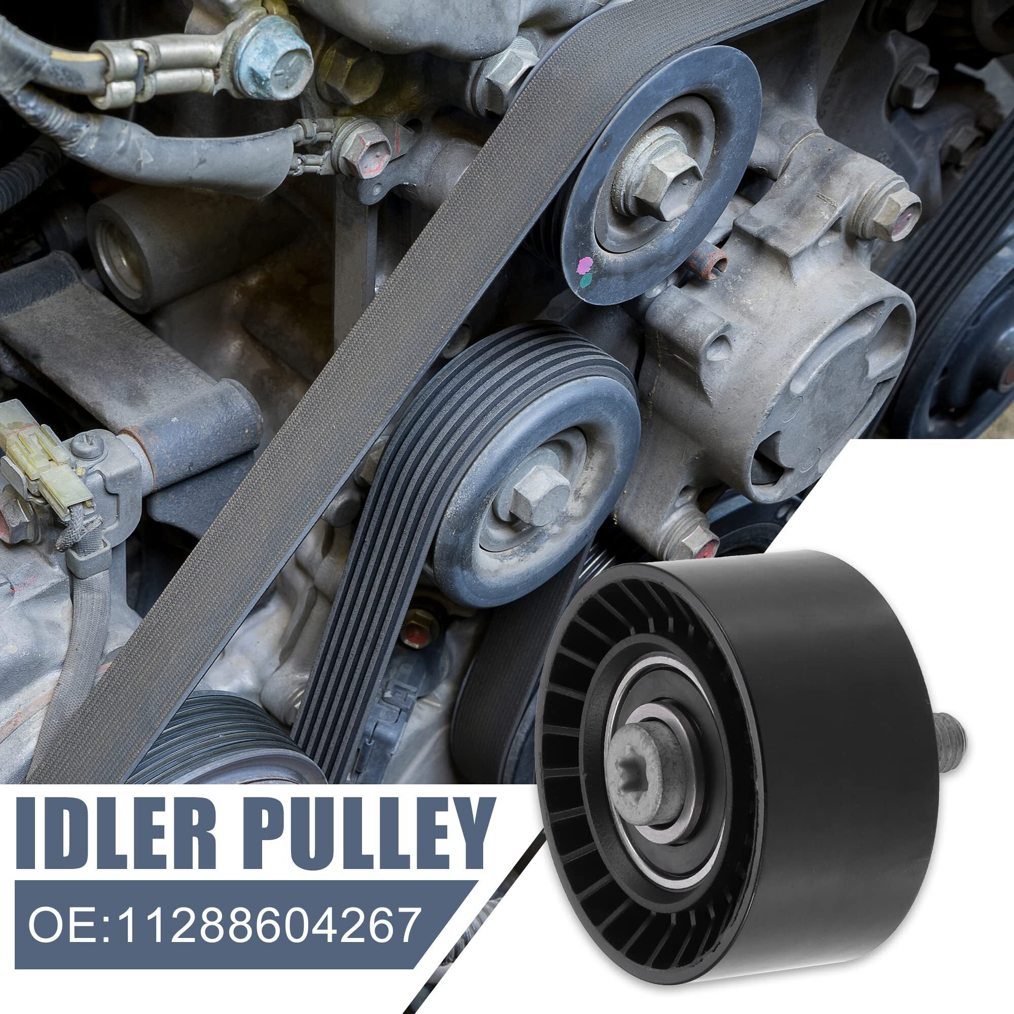 X Autohaux 11288604267 Car Accessory Drive Belt Idler Pulley Tensioner Pulley Guide Pulley For Bmw 335I 2012-2015 For Bmw 335I Gt Xdrive 2014-2016