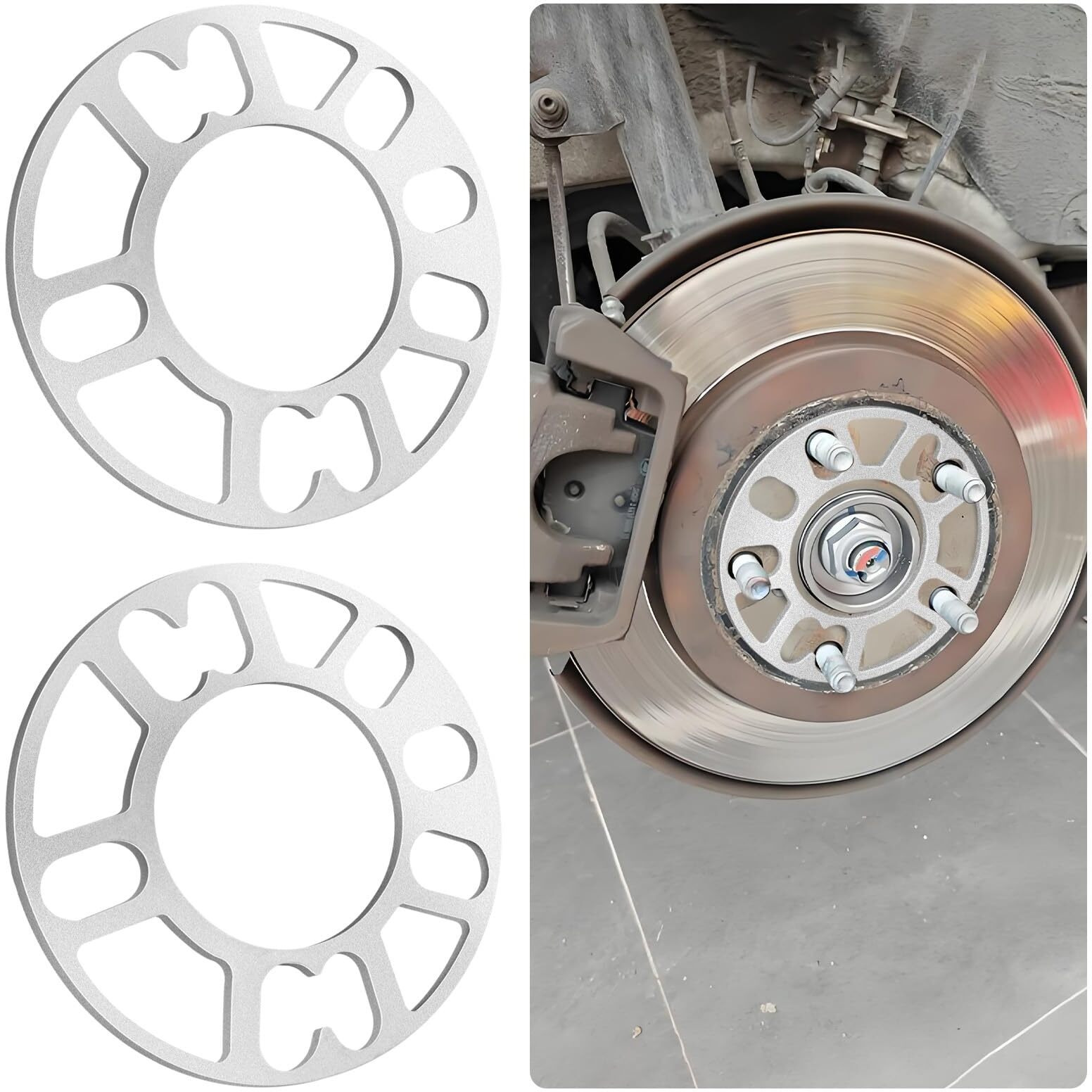 Cxccoi 2Pcs 8Mm Car Wheel Spacers Hubcentric Wheel Spacers For Pcd 98-120Mm 4 Or 5 Cam Lugs & 4X100/4X114.3/5X105/5X112 Bolt Pattern Spacers For Car Accessories For Hub (4 Or 5 Lugs Universal-8Mm)