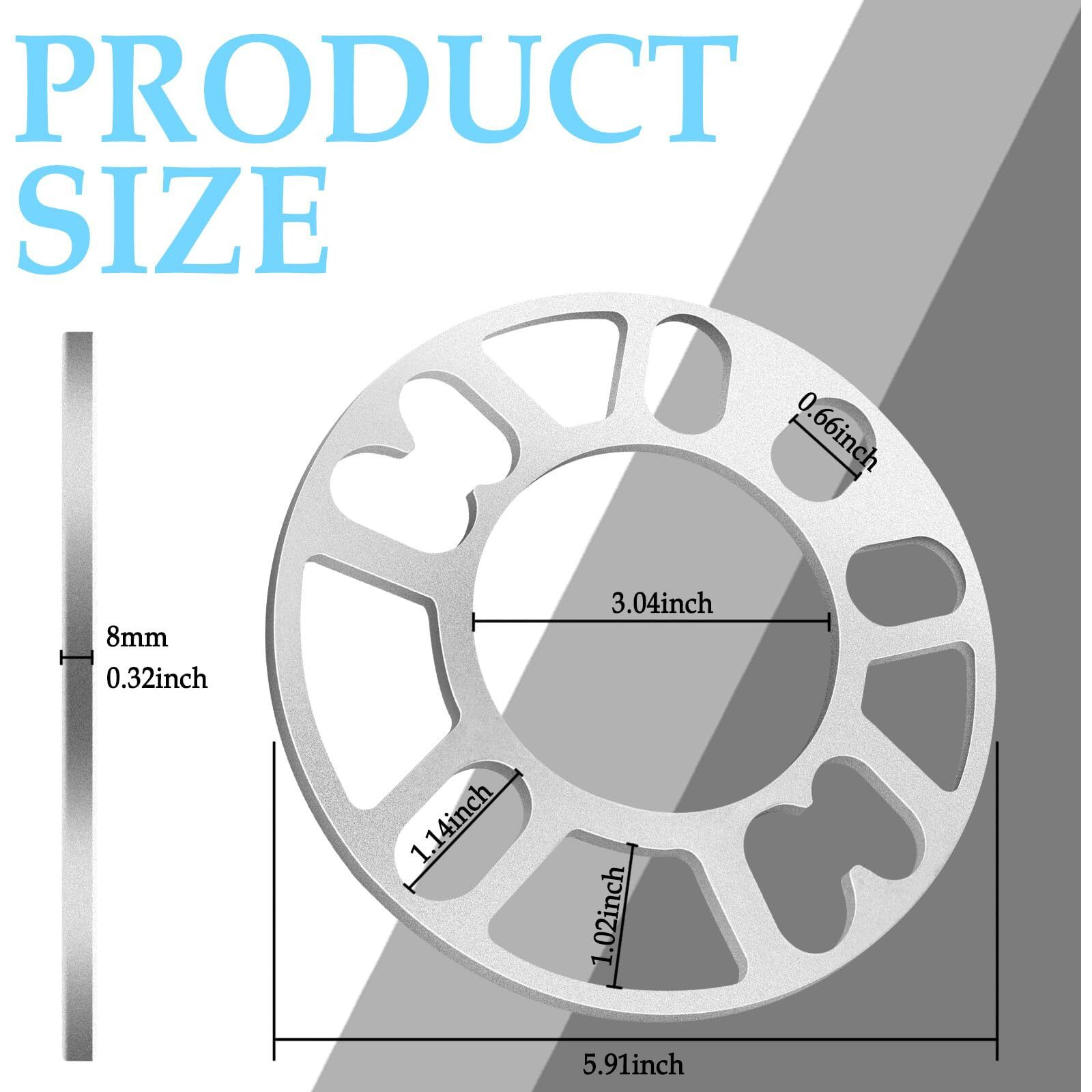 Cxccoi 2Pcs 8Mm Car Wheel Spacers Hubcentric Wheel Spacers For Pcd 98-120Mm 4 Or 5 Cam Lugs & 4X100/4X114.3/5X105/5X112 Bolt Pattern Spacers For Car Accessories For Hub (4 Or 5 Lugs Universal-8Mm)