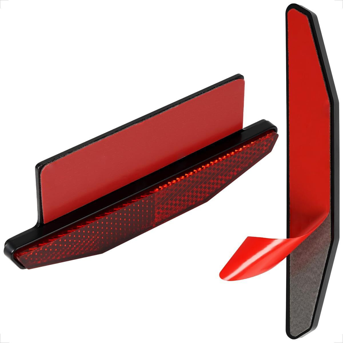 Evermotor Motorcycle Trapezoidal Rear Reflector - Self-Adhesive Warning Sticker With Aluminium Plate  High-Visibility Safety Reflectors For Motorcycle  Bicycle  Scooter  Atv - Waterproof  2 Packs