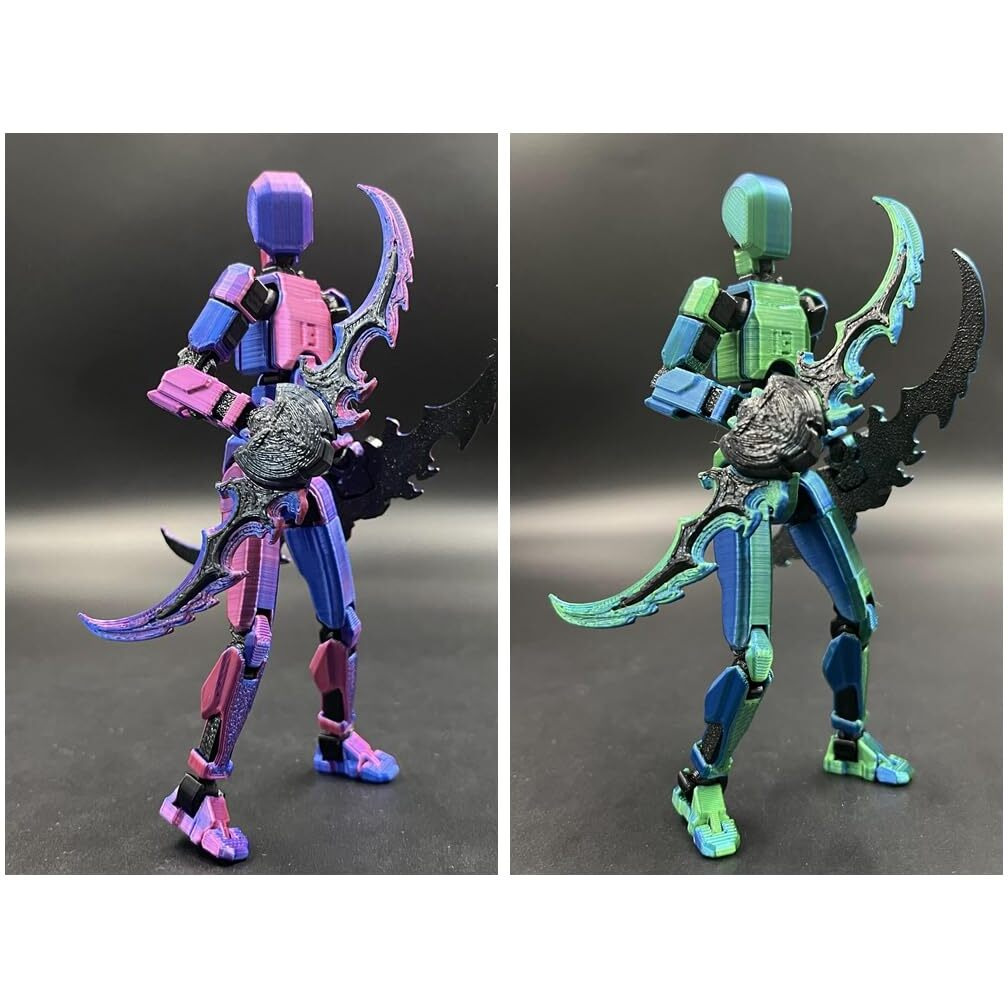 Sansgoup T13 Action Figure Set (Assembly Completed)  3D Printed Multi-Jointed Movable Titan 13 Lucky Dummy 13 Mobile Robot  Nova 13 Action Figures Desktop Decorations For Game Lovers Toy (Purple Blue