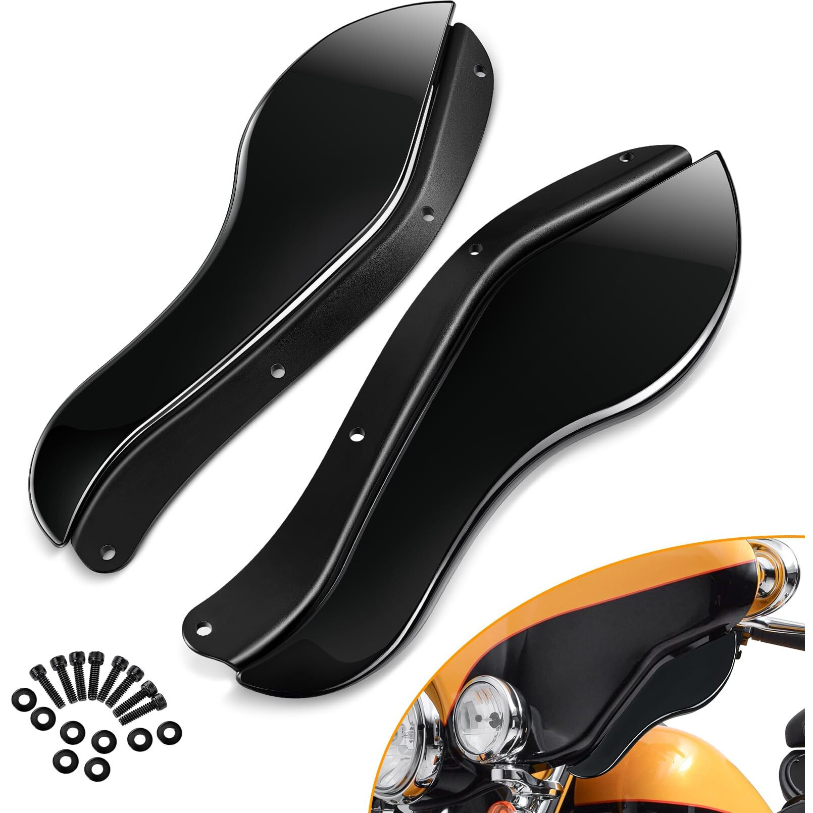 Pbymt Fairing Air Deflectors Side Wings Windshield Adjustable Wind Deflectors Compatible For 2008-2013 Harley Electra Glide Street Glide Trike
