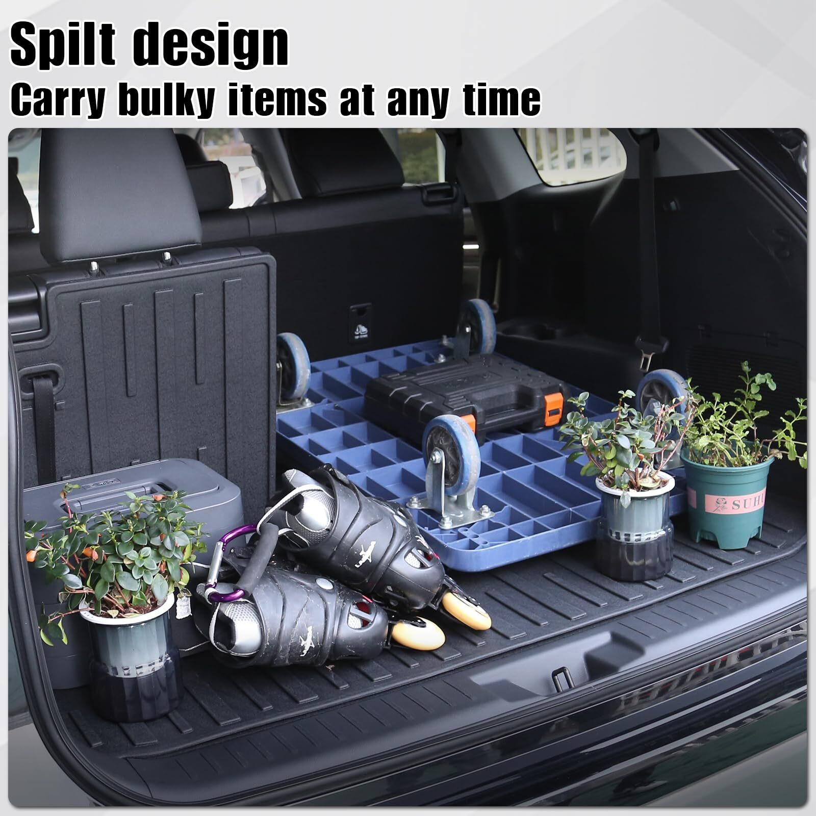 Joularise Cargo Mat With Backrest Mat 2-In-1 For 2020-2024 2025 Toyota Highlander Car Mat Accessories  All Weather Tpe Interior Cargo Liner With Seat Back Cover(20-25 Highlander-2 In 1 Trunk Mat)