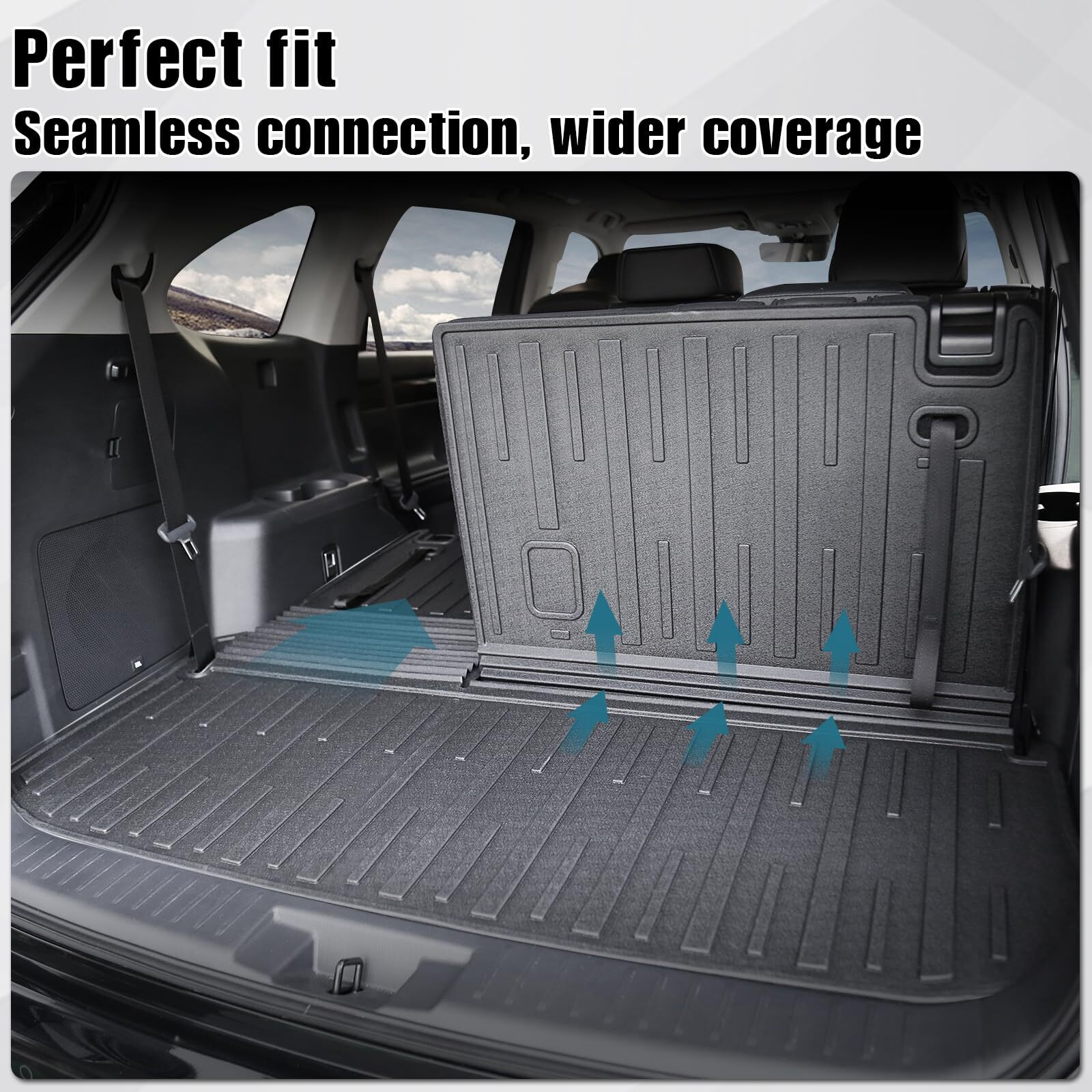 Joularise Cargo Mat With Backrest Mat 2-In-1 For 2020-2024 2025 Toyota Highlander Car Mat Accessories  All Weather Tpe Interior Cargo Liner With Seat Back Cover(20-25 Highlander-2 In 1 Trunk Mat)