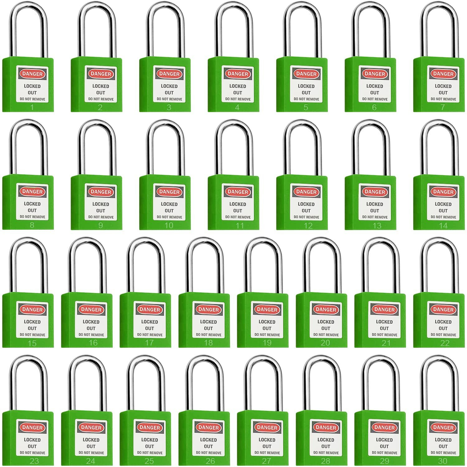 Safby Lockout Tagout Locks  Safety Padlock  Keyed Differently Loto Safety Padlocks For Lock Out Tag Out Kits Station (Green 1-30)