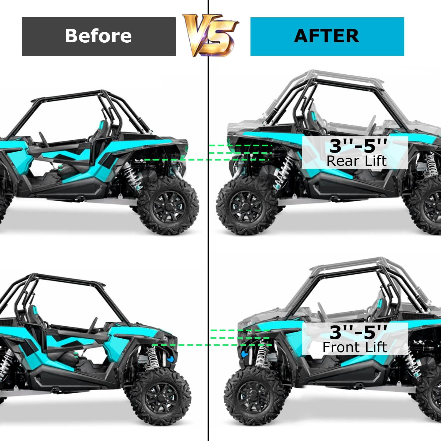 Kuafu 3 -5  Suspension Lift Kit Compatible With 2014-2023 Polaris Rzr Xp 1000/ Xp 4 1000 High Lifter Edition Adjustable Rise Mount Bracket