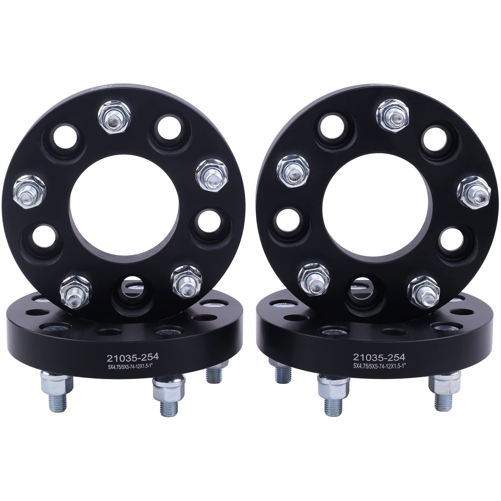Vlaoschi Black Forged 5X4.75 To 5X5 Wheel Adapters 1 Inch With 12X1.5 Studs Compatible With Chevy Gmc 5 Lug 5X120.65 To 5X127 Adapter For Camaro Corvette Blazer El Camino S10 Jimmy Sonoma - Pack Of 4