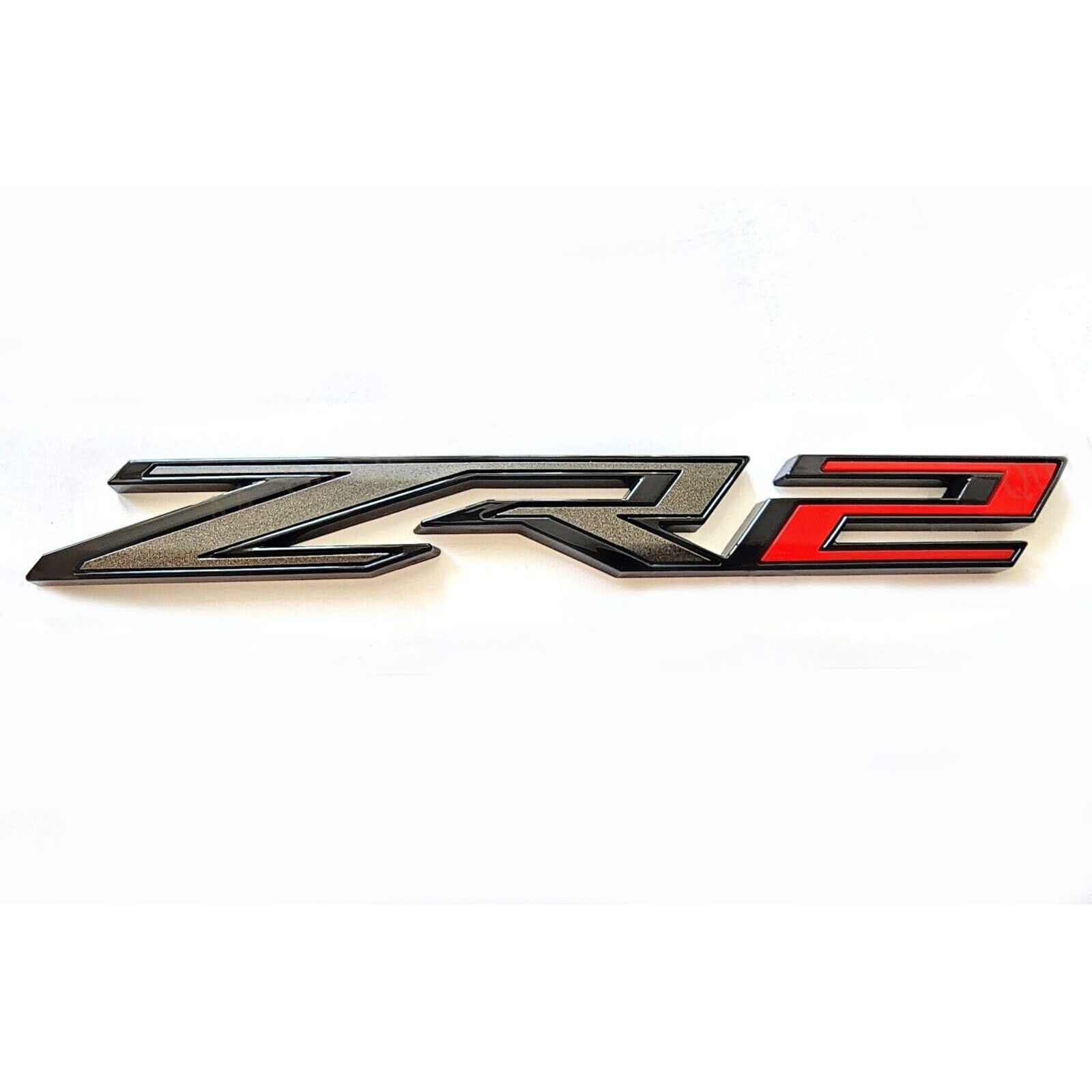 3Pack Oem Two Side Zr2 Emblems Badges Plus Rear Zr2 Compatible With Silverado Colorado 84865797 (Black Red)