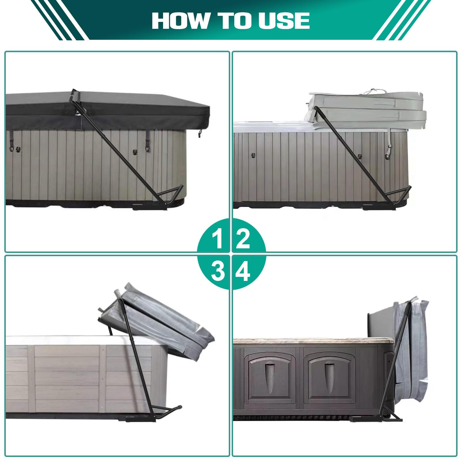 Tocretoare Spa Cover Lift  Under Mount Hot Tub Cover Lift Removal System Reinforced Bracket With 2 Top Mount Foam Cover  Fits Most Hot Tub Sizes Spa Cover Lifts