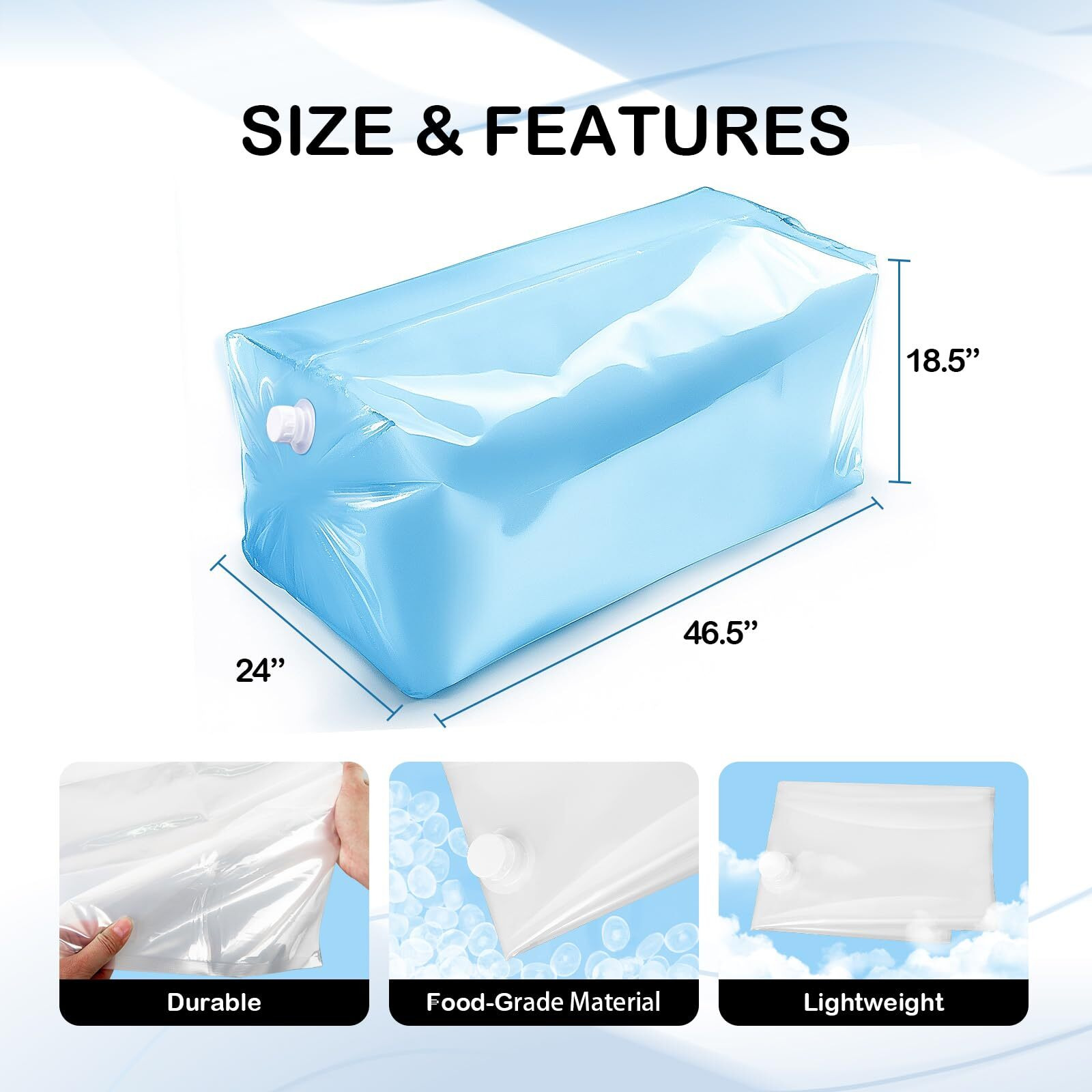 100Gallon Bathtub Bladder For Emergency Water Storage  Bpa-Free Water Container For Disaster Preparedness  Hurricane Survival & Drinking Water-Food Grade Reusable Water Bag