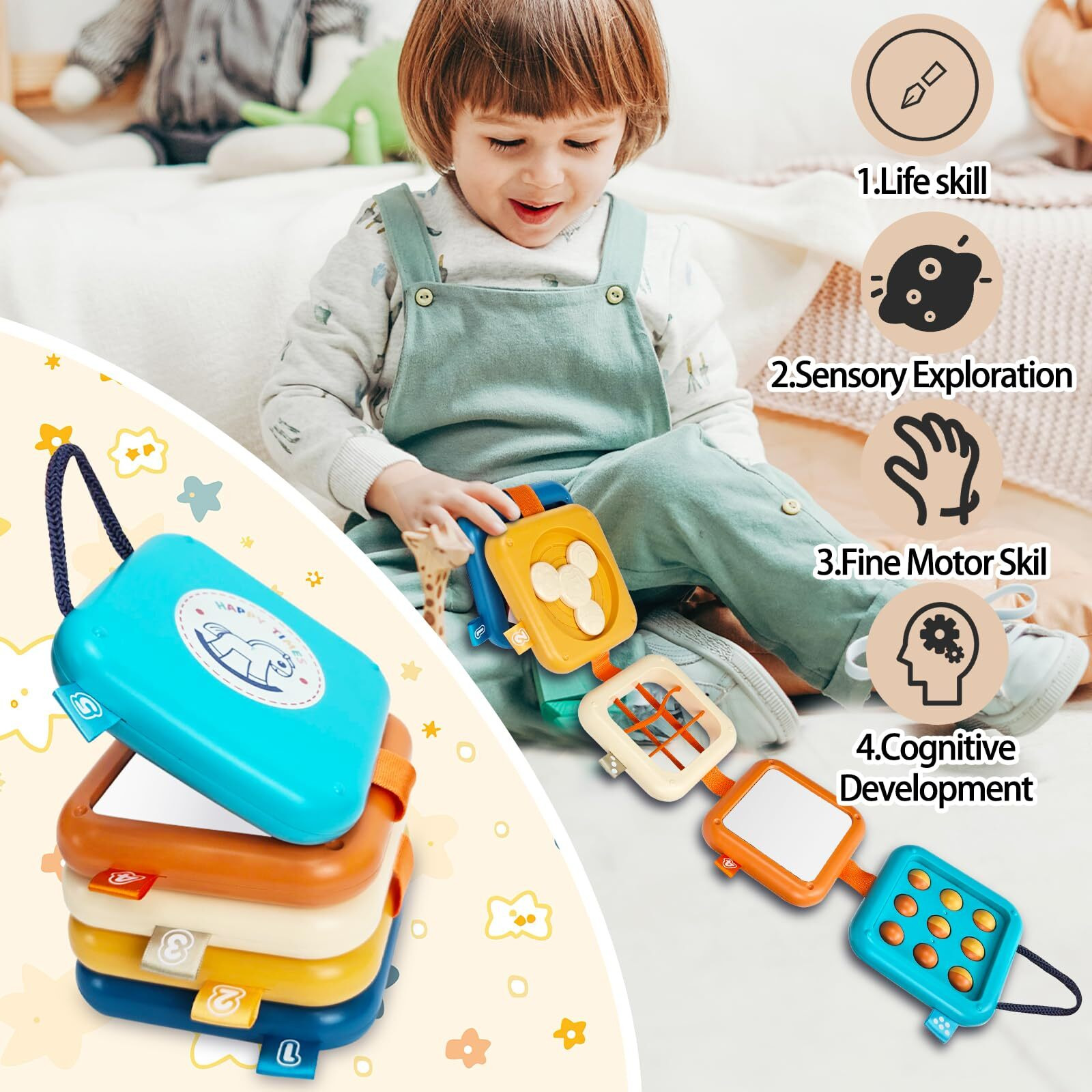 Weirtoya Baby Busy Board For 1 Year Old  Montessori Toys For 1 Year Old Toddler Toys Travel Activities Busy Cube Gifts For Baby Boy Girl My First Montessori Busy Board