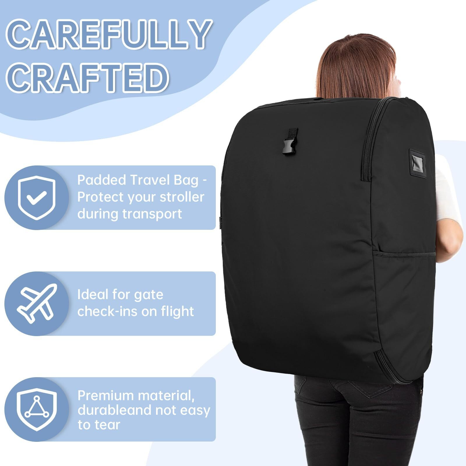 Weliday Padded Car Seat Travel Bag Compatible With Doona  Infant Car Seat Travel Bag  Foldable Car Seat Stroller Gate Check Bag For Airplane (Black)