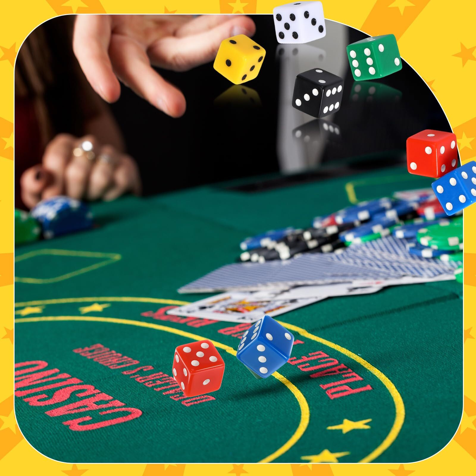 Seenelling 36 Piece 19Mm Casino Theme Party Dice Sets Acrylic Large D6 Dice Bulk Opaque Dice For Casino Theme Party Board Games Birthday Party Supply(Classic Color)