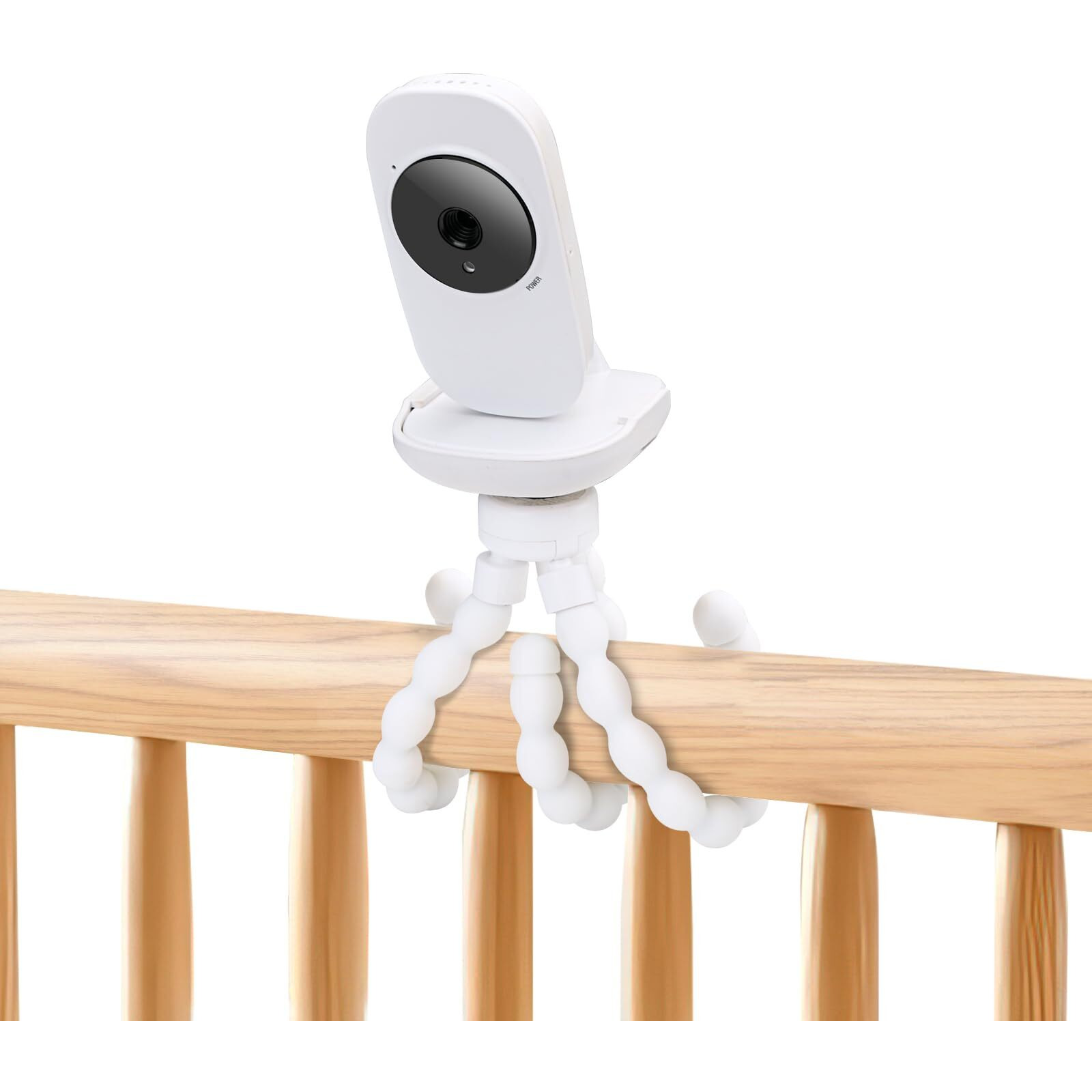 Flexible Baby Monitor Mount Compatible With Vtech Vm819  No Drilling Baby Camera Mount For Crib Without Wall Damage (White)