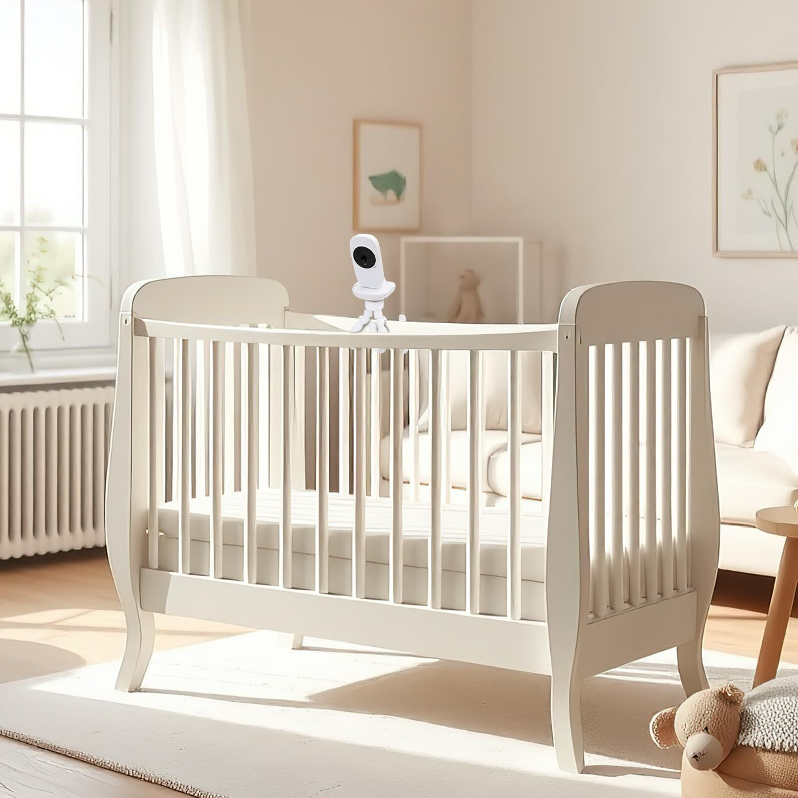 Flexible Baby Monitor Mount Compatible With Vtech Vm819  No Drilling Baby Camera Mount For Crib Without Wall Damage (White)