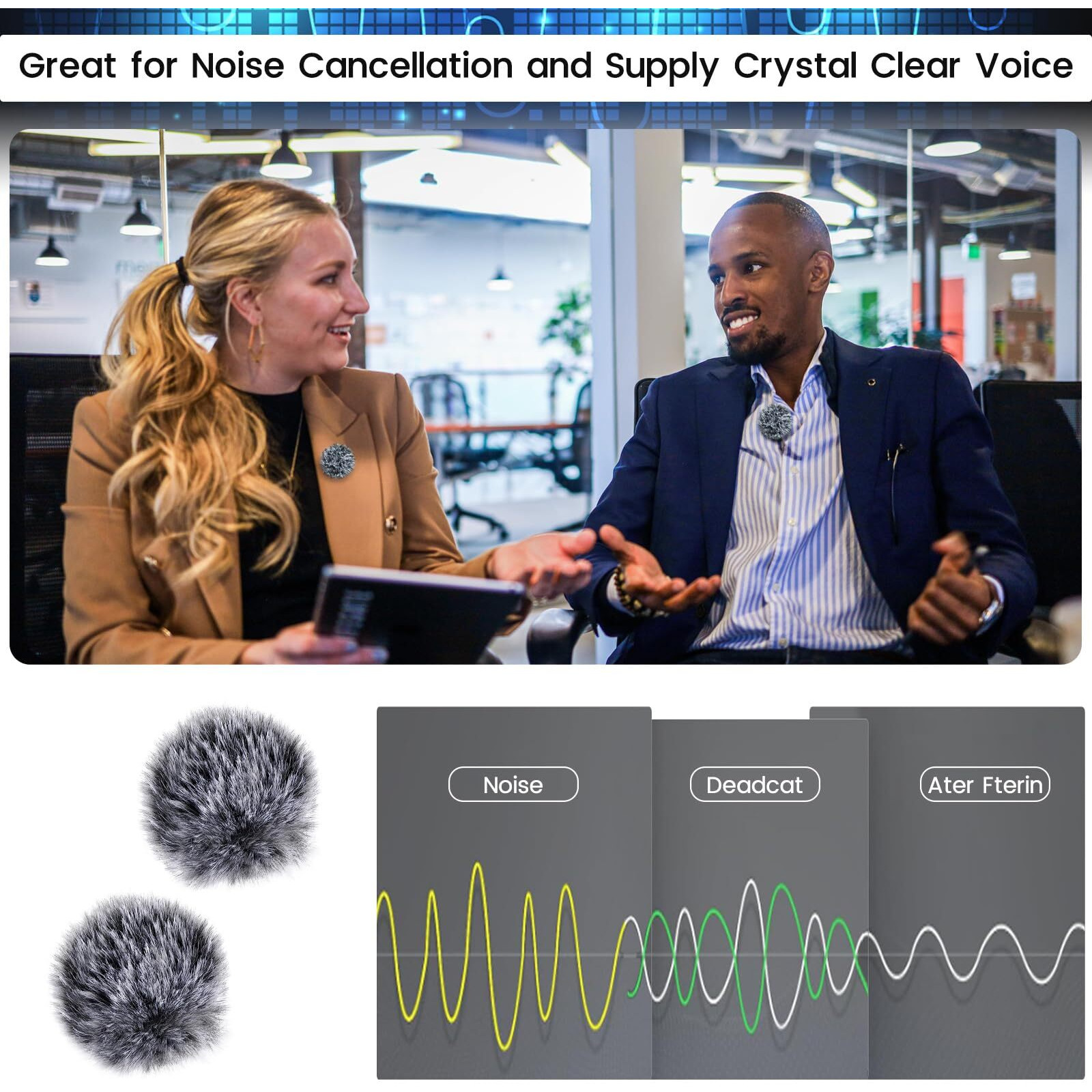 2-Pack Microphone Windscreen For Hollyland Lark M2 Mic  Furry Wind Cover