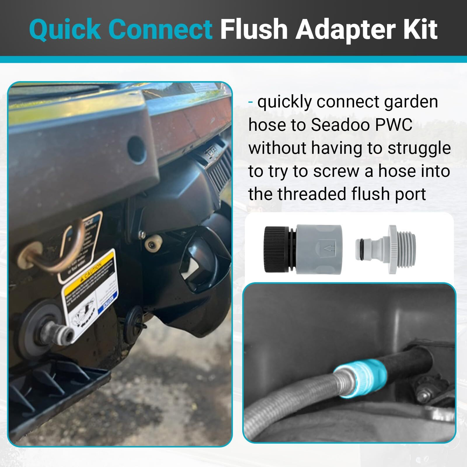 Xcwt Quick Connect Flush Adapter Kit For Seadoo - Water Hose Flush Adapter For Sea Doo 1997-2011 Jetski Pwc (Except 1999 & 2000 Gts) & Kawasaki 4-Stroke 1996-2011 Jet Ski Boat With Rear Flush System
