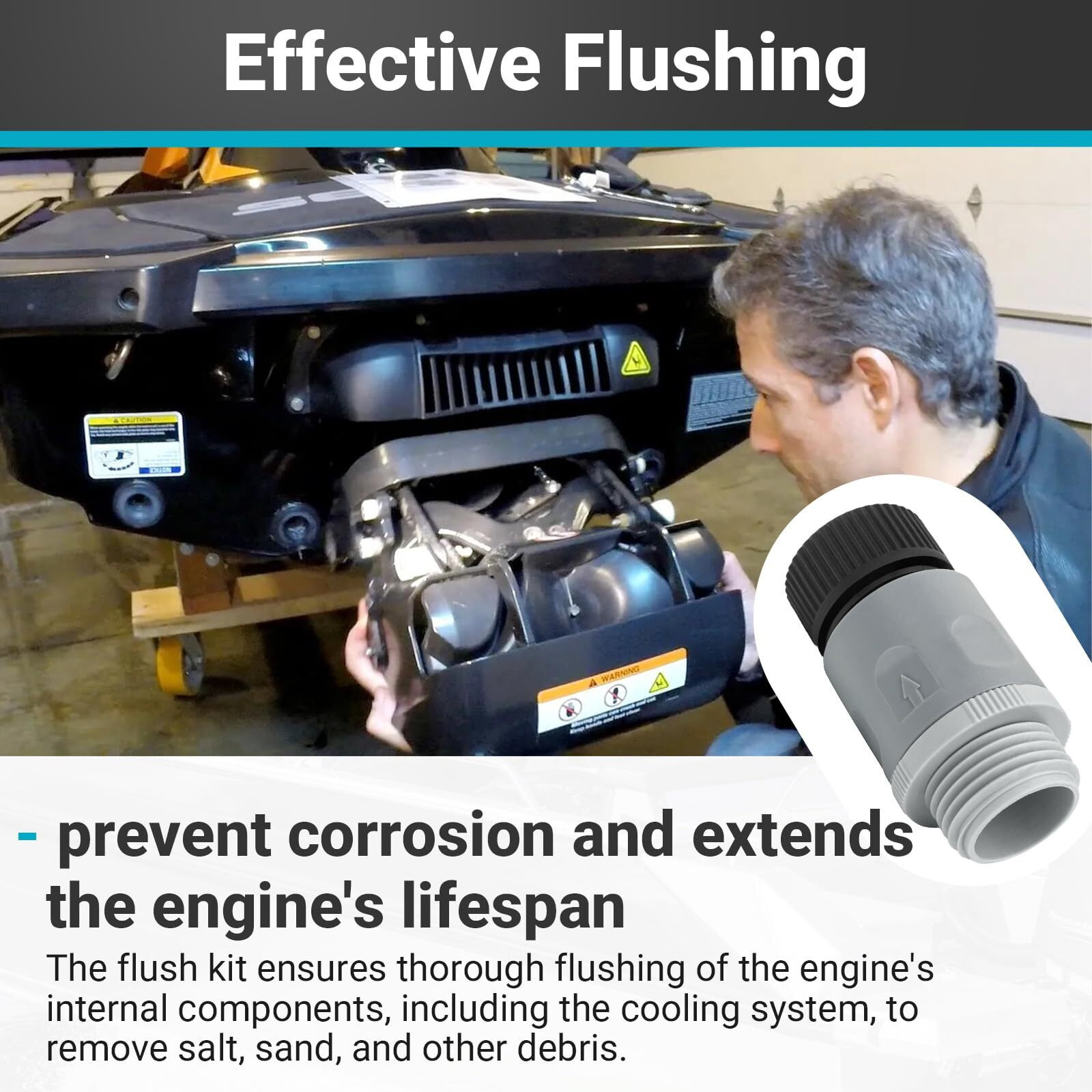 Xcwt Quick Connect Flush Adapter Kit For Seadoo - Water Hose Flush Adapter For Sea Doo 1997-2011 Jetski Pwc (Except 1999 & 2000 Gts) & Kawasaki 4-Stroke 1996-2011 Jet Ski Boat With Rear Flush System