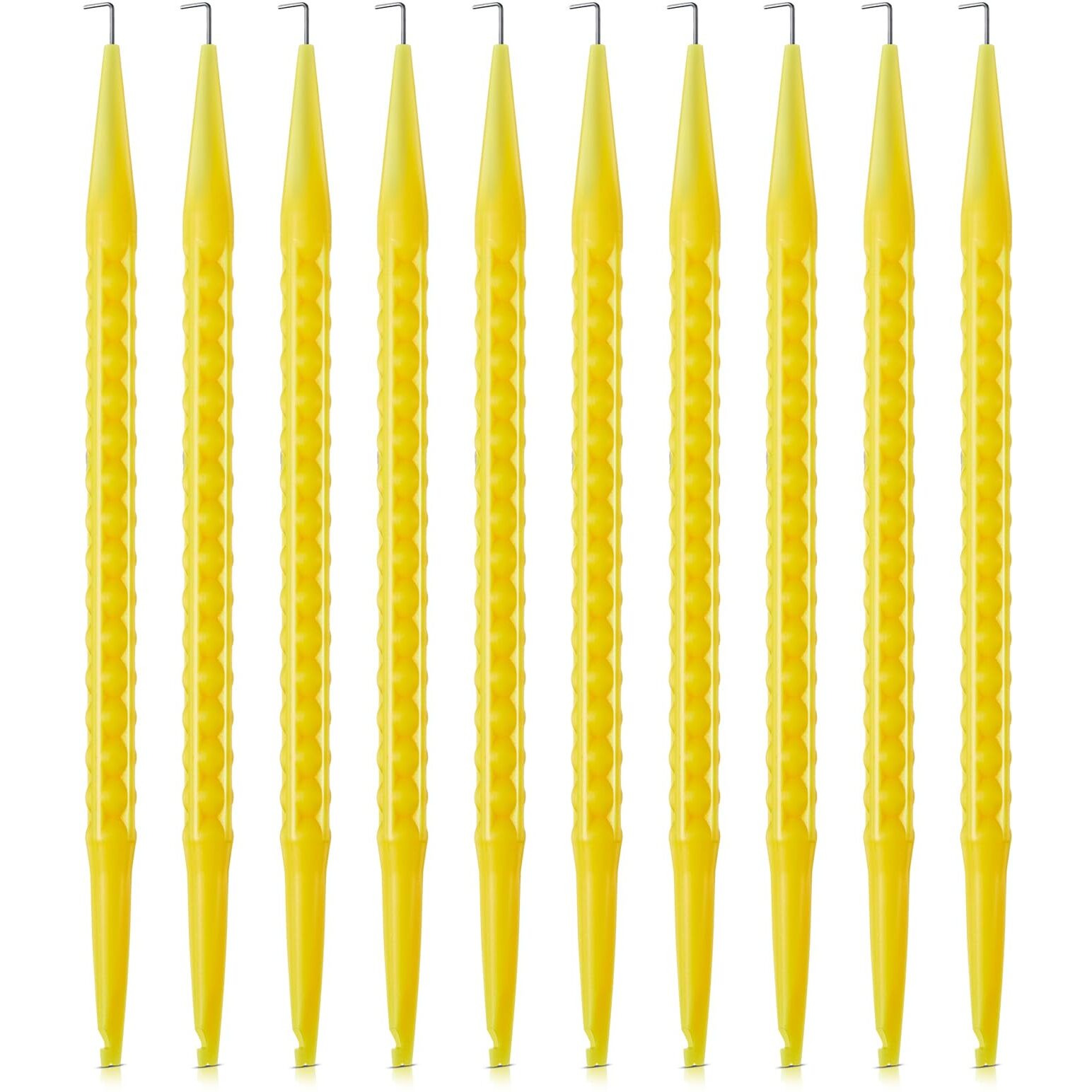 Daifunli 10 Pcs Probe Pick Spudger Nylon With L-Shaped Wire Hook 7 "" Length For Telecom Data Communication And Alarm Installers Tools(Yellow)