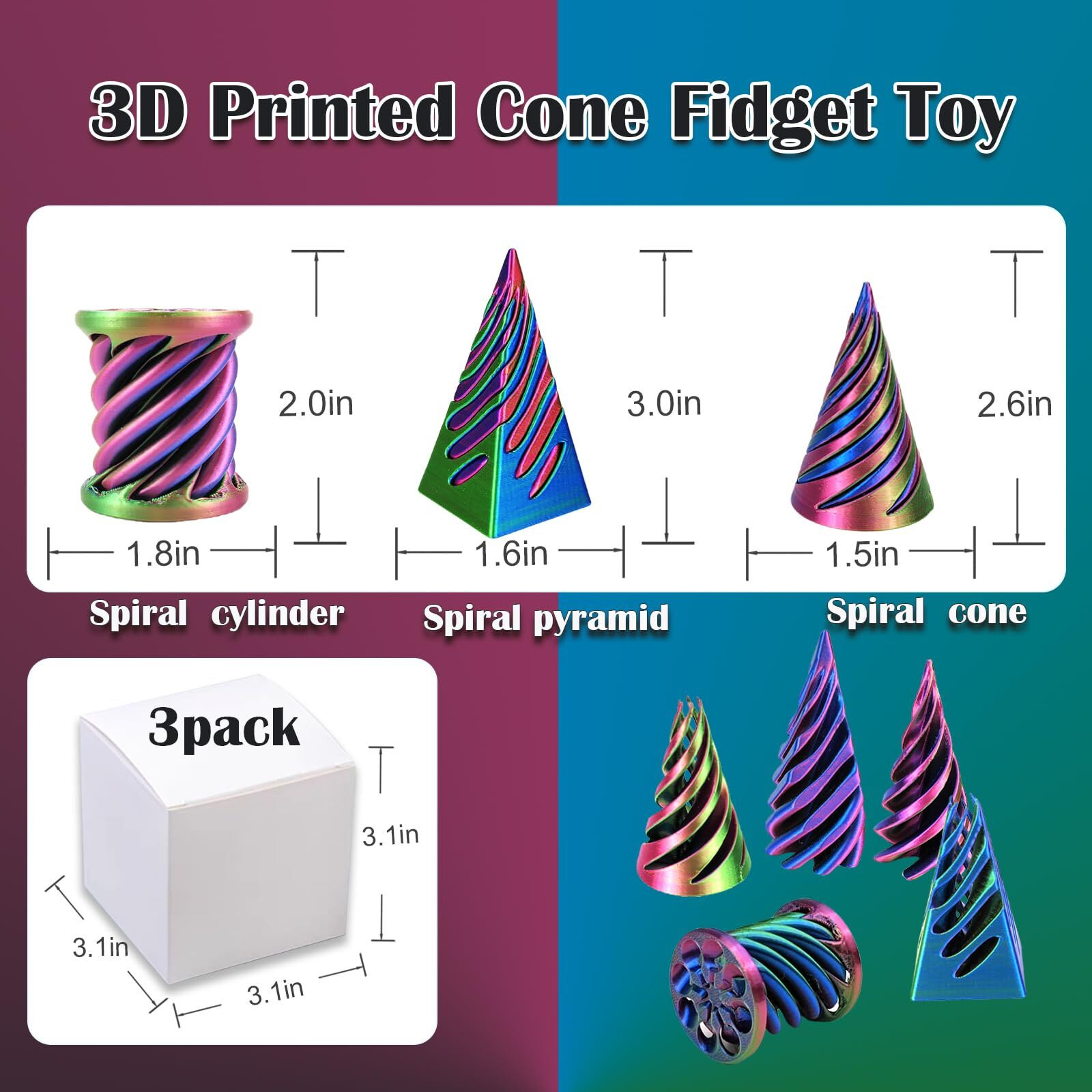 3D Printed Impossible Pyramid Passthrough Sculpture  Cone Fidget Toy  Impossible Cylinder Anxiety Relief Toy  Magic Impossible Passthrough For Desktop Decoration Toy