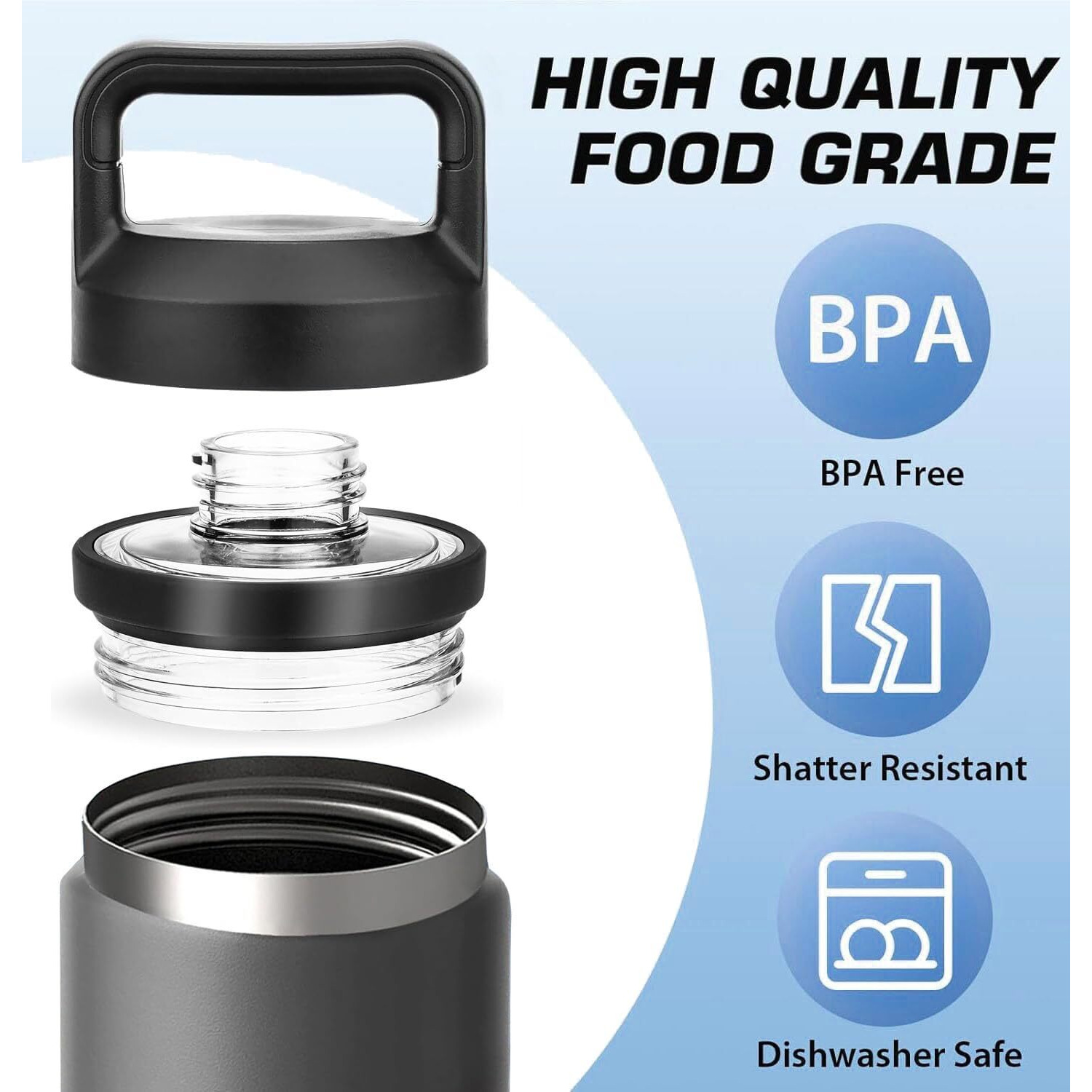 Replacement Lid Chug Cap For Yeti Rambler Bottle  Screw Top Lid Replacement Fits For 18Oz/ 26Oz/ 36Oz/ 64Oz Cap Cover Water Bottle Parts Accessorie